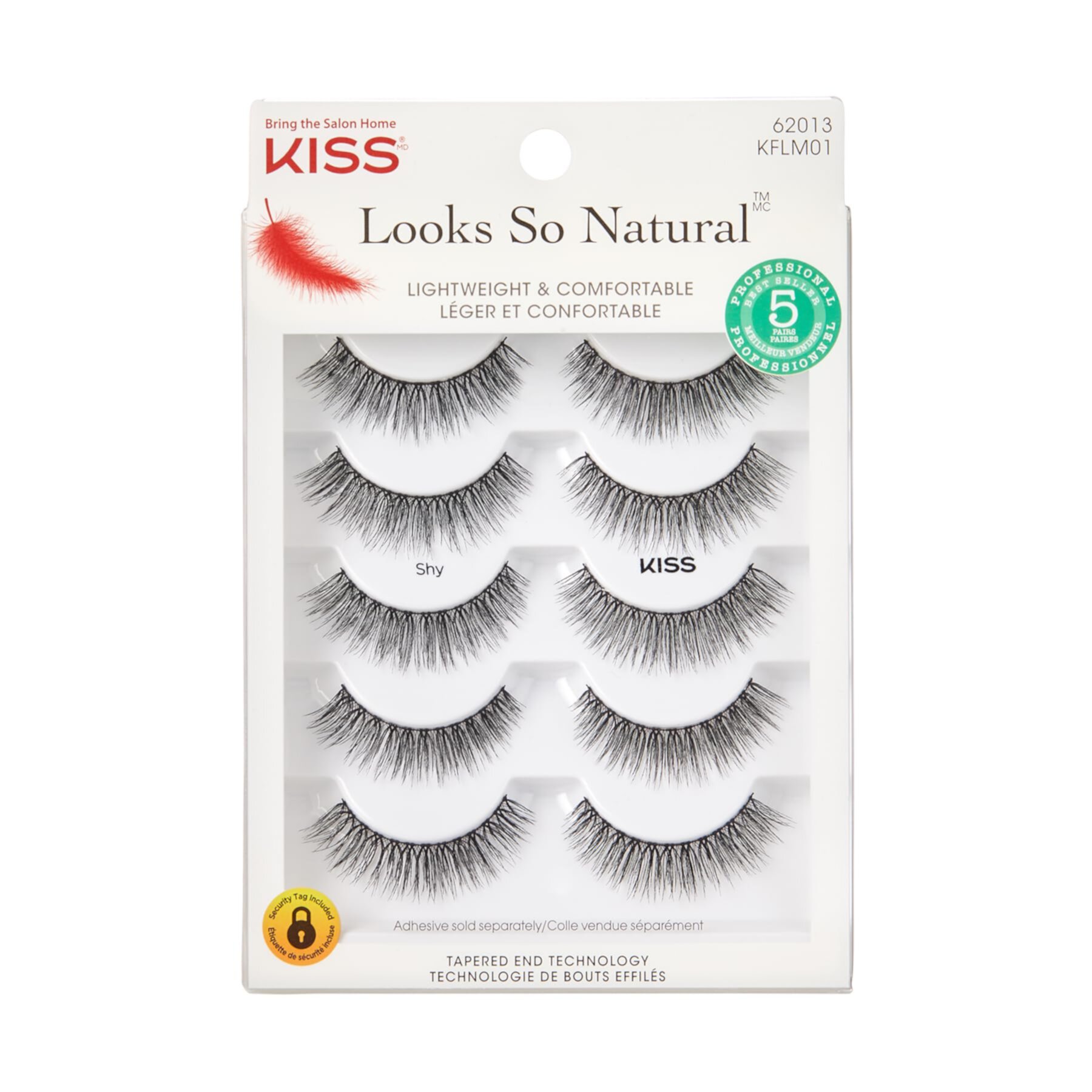 Kiss Looks So Natural False Eyelashes Multipack, Lightweight & Comfortable, Tapered End Technology, Reusable, Cruelty-Free, Contact Lens Friendly, Style ,Shy,, 5 Pairs Fake Eyelashes Black Visit the KISS Store