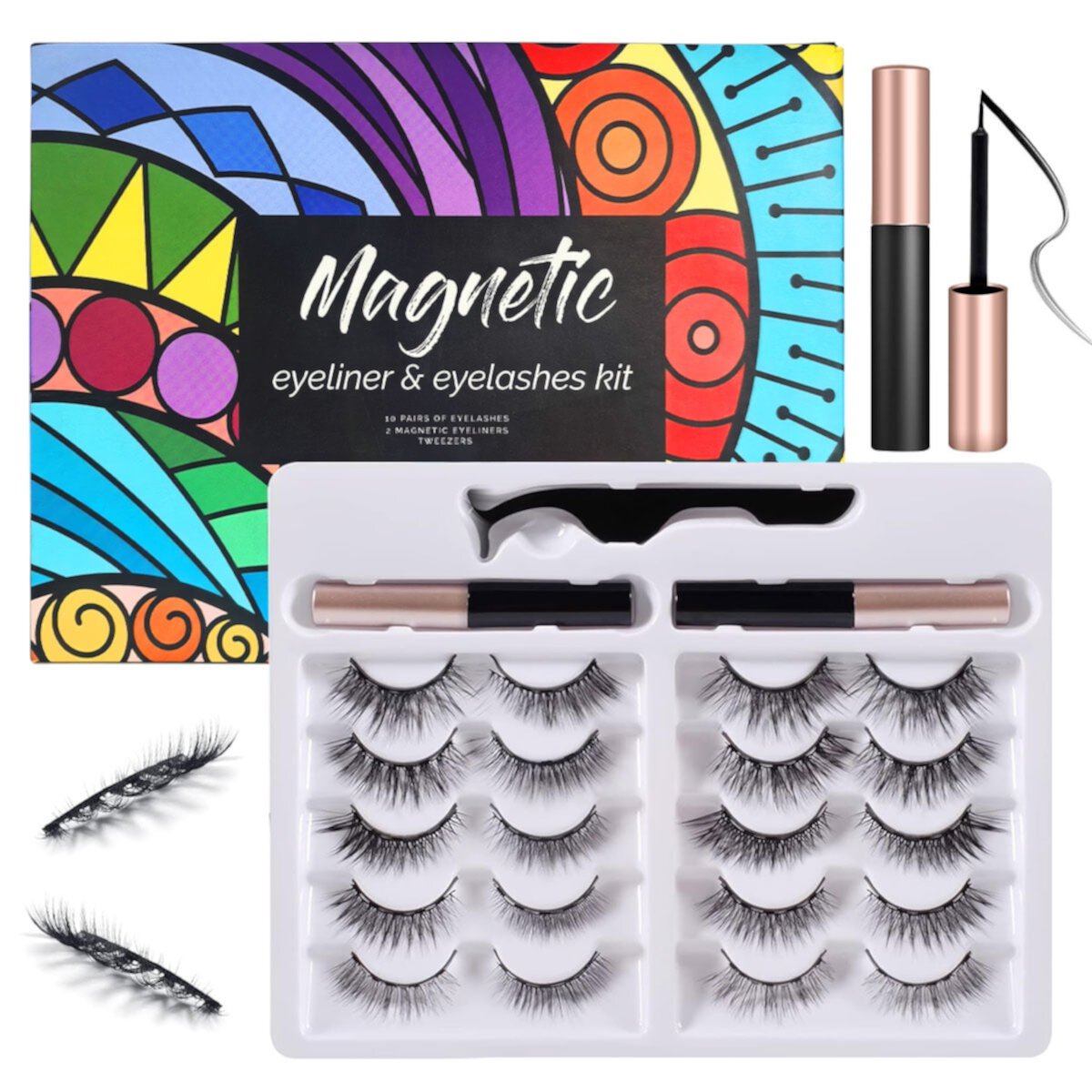 Syenll Magnetic Eyelashes Kit, 3D Magnetic Lashes and Eyeliner Kit, 10 Pairs Fake Eyelashes with Magnetic Eyeliner & Tweezer, No Glue Syenll