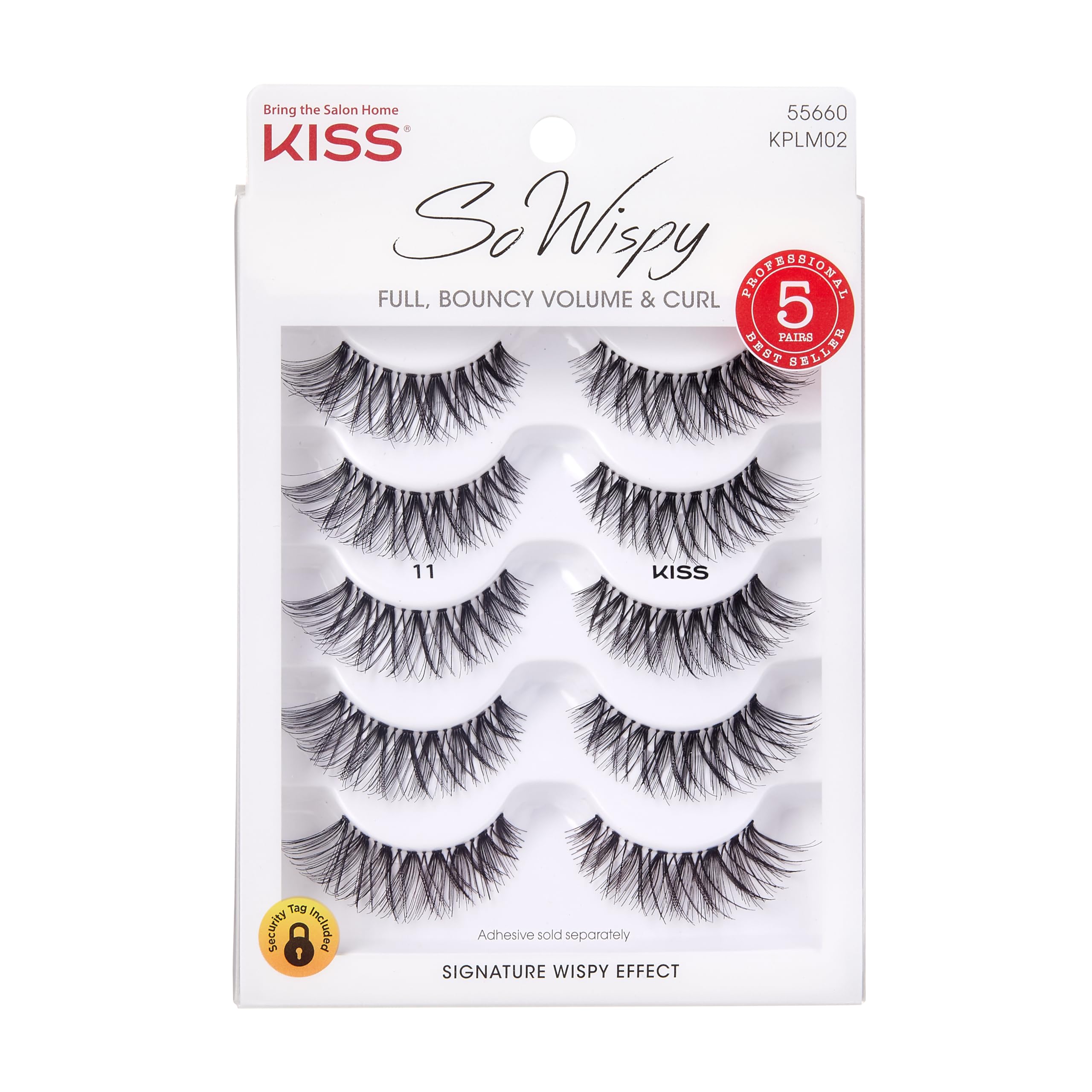 Kiss So Wispy False Eyelashes Multipack #11, Full Bouncy Volume & Curl, Signature Wispy Effect, Quality Synthetic, Crisscross Pattern, Cruelty Free, Reusable And Contact Lens Friendly, 5 Pairs 5 Visit the KISS Store