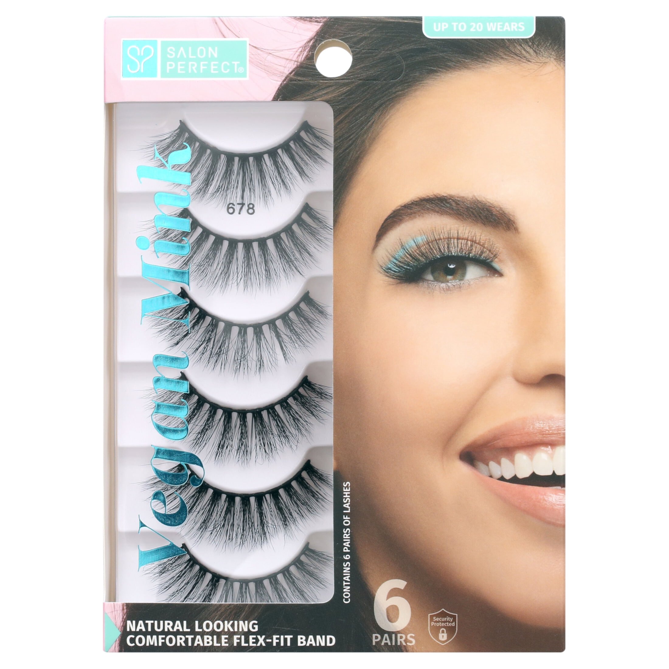 Salon Perfect Vegan Mink False Eyelashes, Doll Eye Fake Lashes, 678, 6 Pairs Salon Perfect