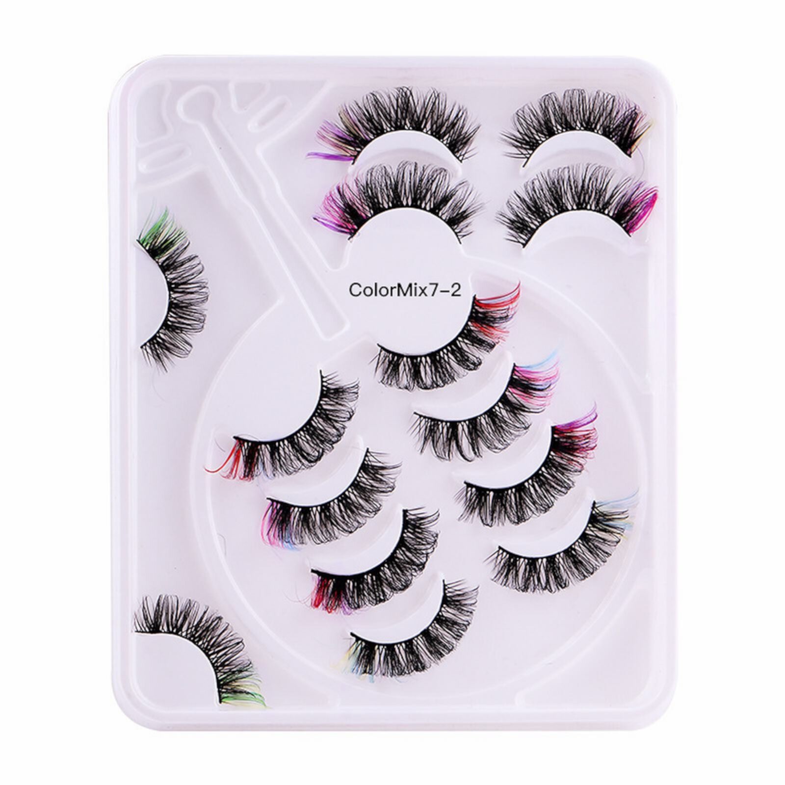 Huarll Eyelashes, False Eyelashes, Colored Eyelashes Fluffy Eye Lashes with Color Colorful D Curl Strip Lashes Look Like Extensions 5D Mink Natural Wispy Salon Perfect False Eyelashes Pack 7 Pairs Huarll