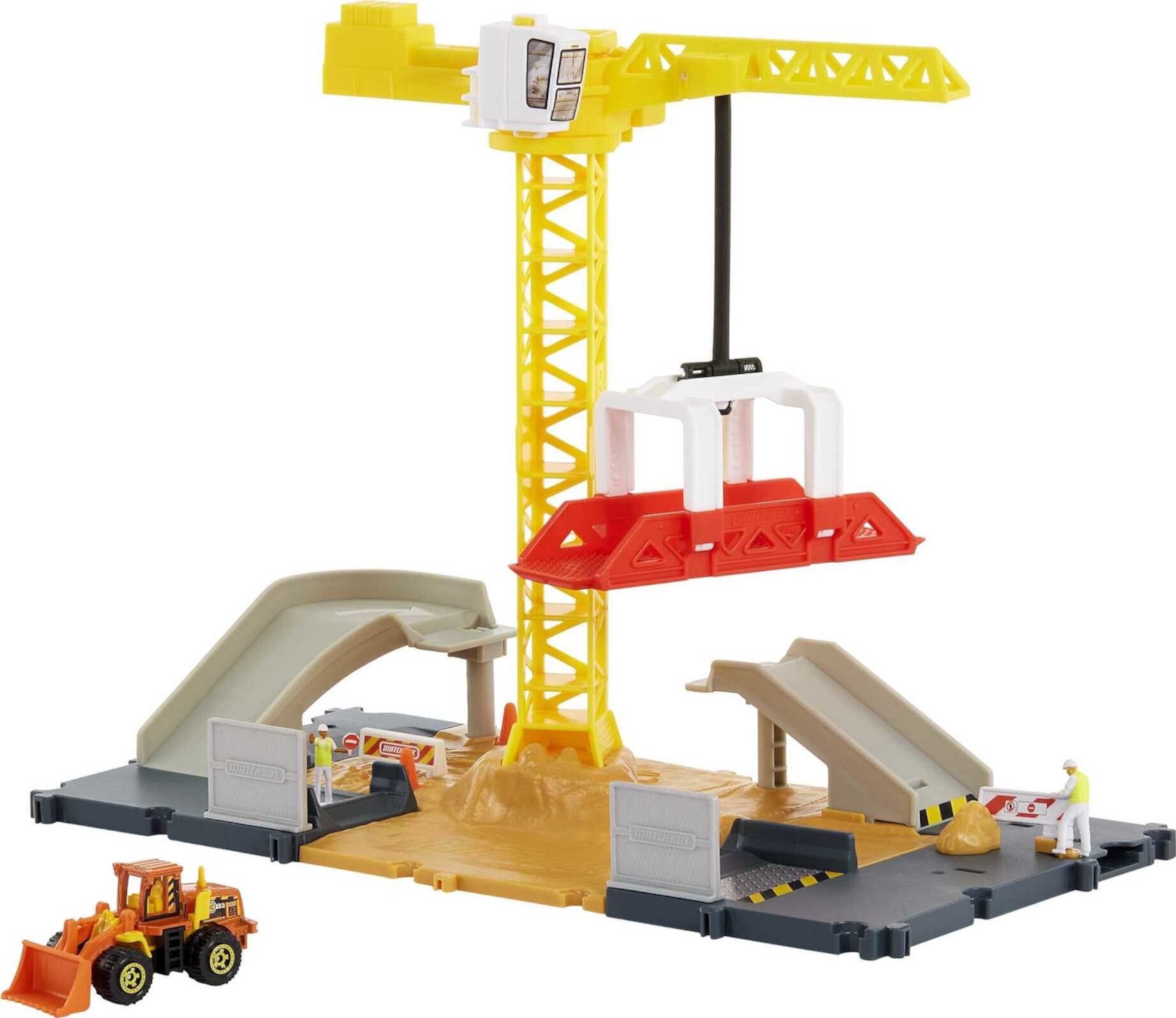 Matchbox Action Drivers Constructon Site Playset with 1:64 Scale Toy Car Bulldozer & Moving Crane Matchbox