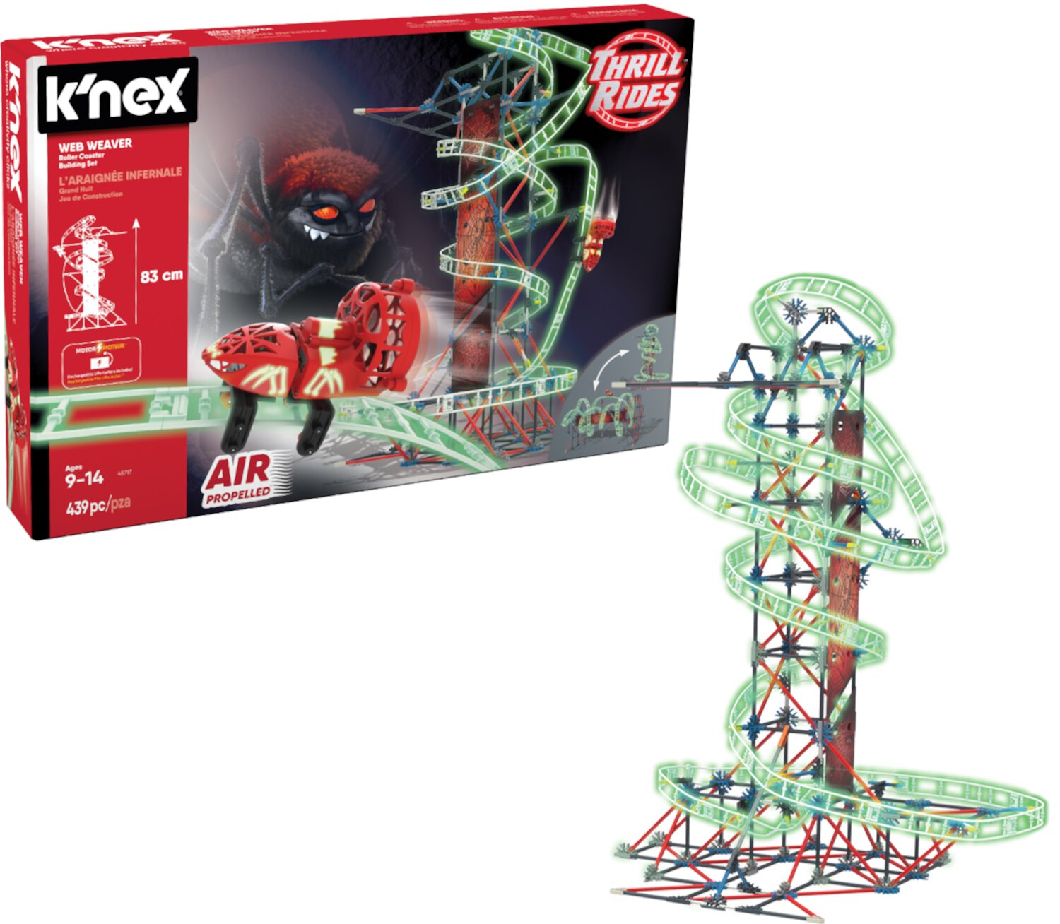 K'NEX Thrill Rides - Web Weaver Roller Coaster Building Set - 439 Pieces - Ages 9 and Up - Construction Educational Toy K'NEX