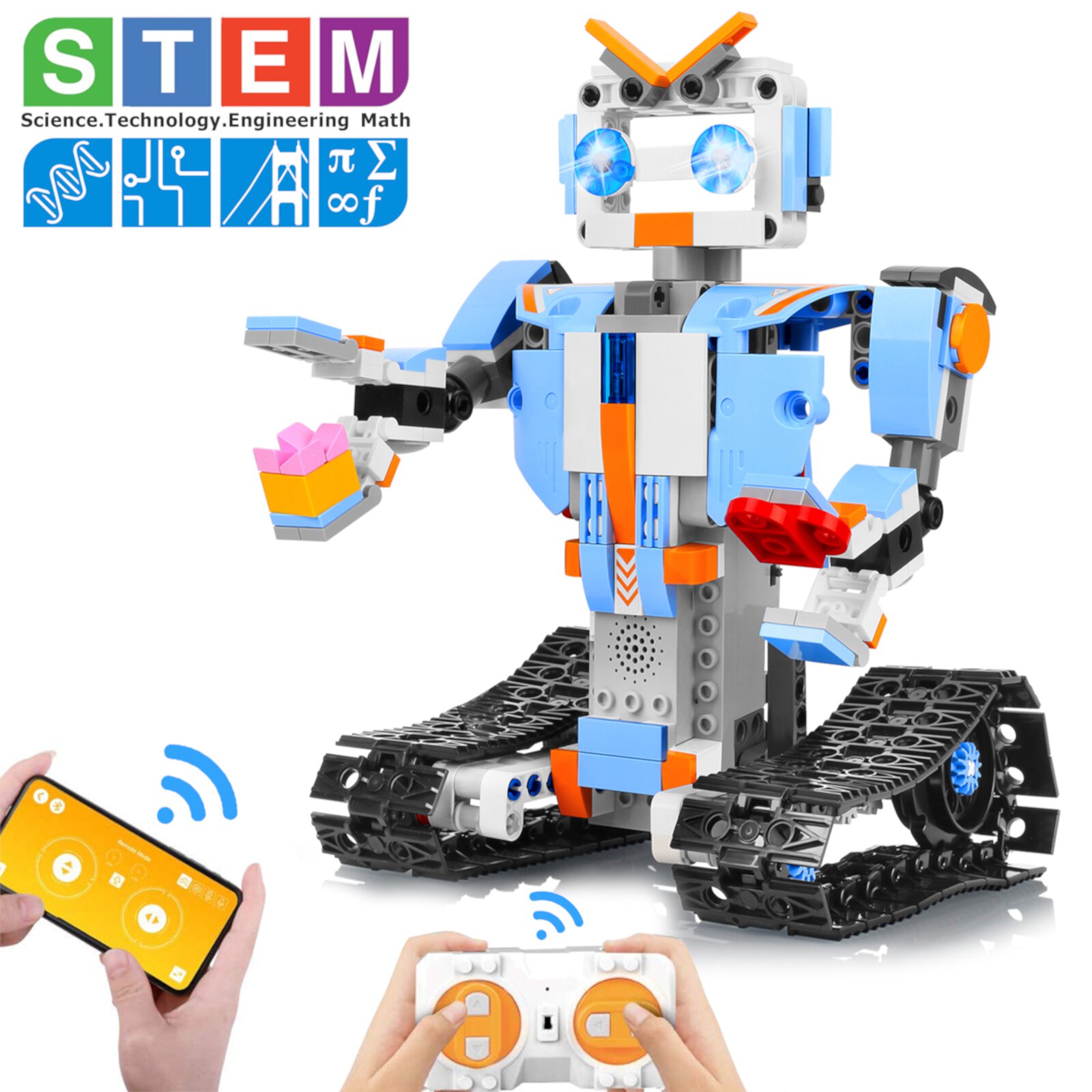 AOKESI STEM Robot Building Block Toys for Kids, Remote & APP Control Engineering Science Robot Snap Together STEM Building Toy Kits Gift for Boys Girls AOKESI