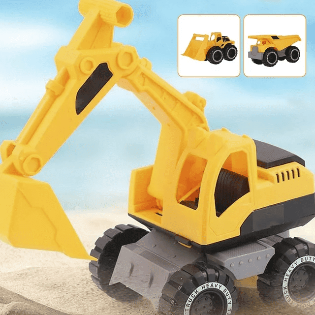 TIFOR Construction Little Machines Truck Toy Set, Includes Dump Truck, Bulldozer, Backhoe, and Excavator Vehicles with Moving Parts,Toys for Boys TIFOR