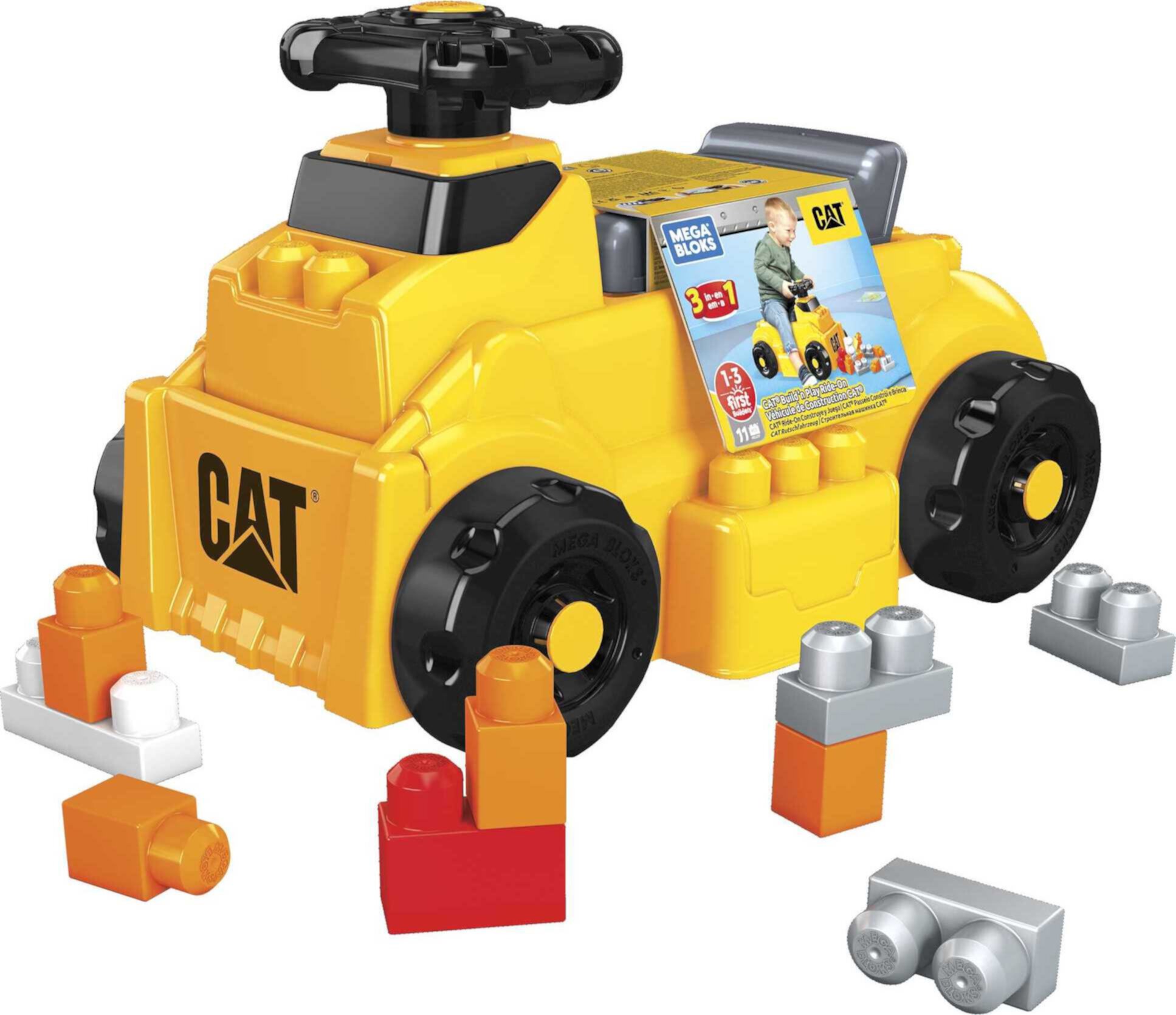 MEGA BLOKS Fisher-Price Toy Blocks Cat Build n Play Ride-On (11 Pieces) For Toddler Mega Bloks