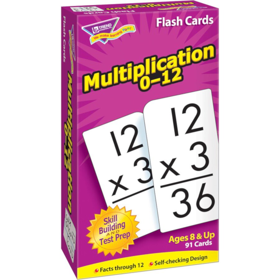 Trend Enterprises Math Flash Cards Ages 8 & Up, White TREND