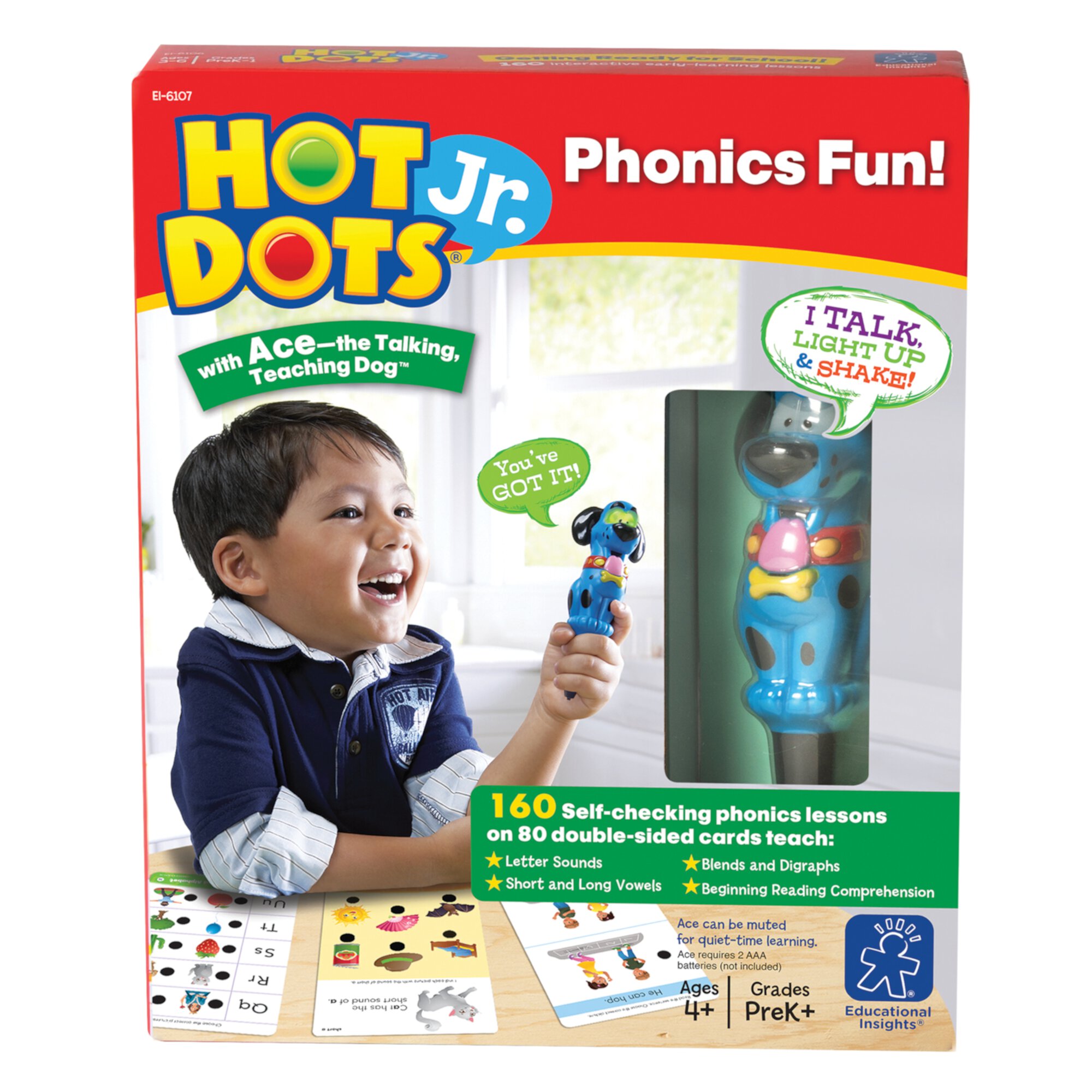 Educational Insights Hot Dots Phonics Set, Preschool Learning Toy with Interactive Pen, 160 ABC Lessons Educational Insights