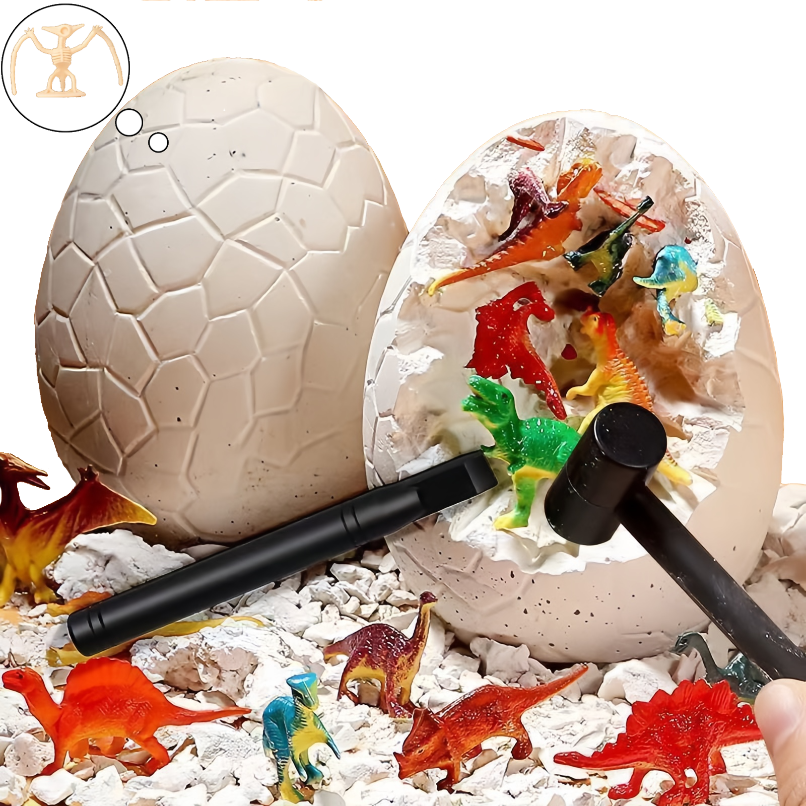 Dino Egg Dig Kit,Fossilized Dinosaur Egg,Dig 2 Big Dinosaur Eggs,Educational Science Dinosaurs Toys for Kids 8-12,Gifts for Boys & Girls Yuanjian