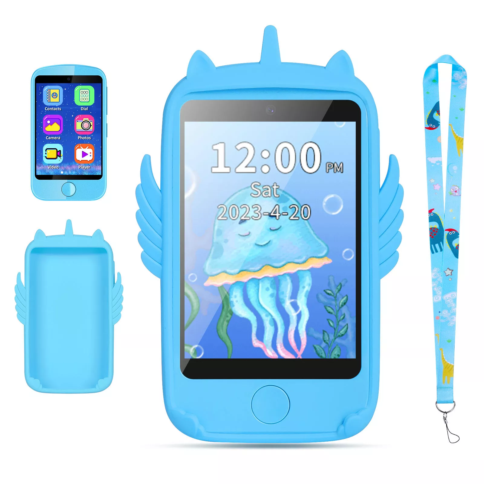 TOPCHANCES Kids Toy Phone for Toddlers, Electronic Learning Toy with Phone Calls, 19 Educational Games, Camera, Christmas Birthday Gifts for Boys Girls Age 3-12, Blue Topchances