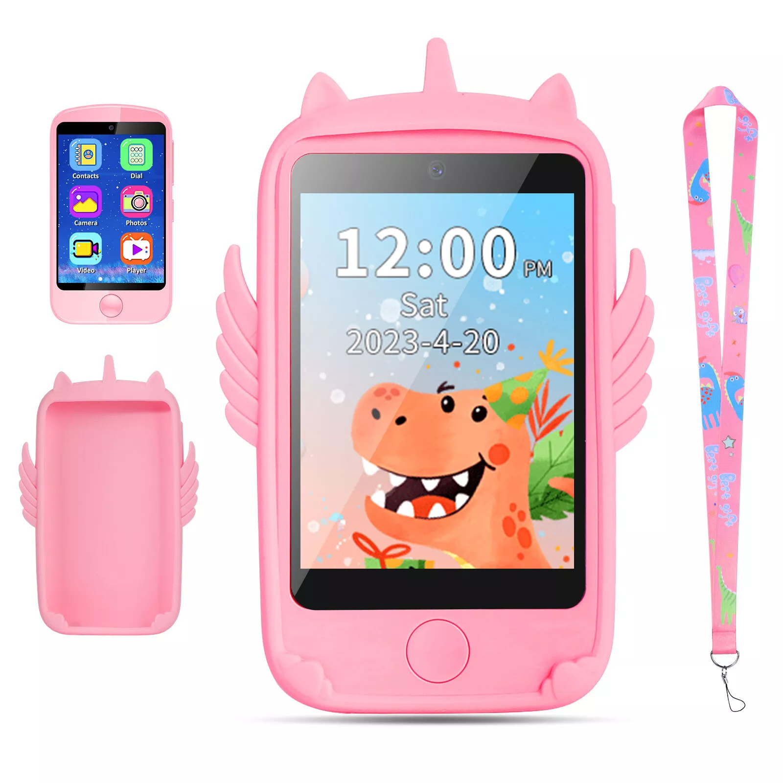 TOPCHANCES Kids Toy Phone for Toddlers, Electronic Learning Toy with Phone Calls, 19 Educational Games, Camera, Christmas Birthday Gifts for Boys Girls Age 3-12, Pink Topchances