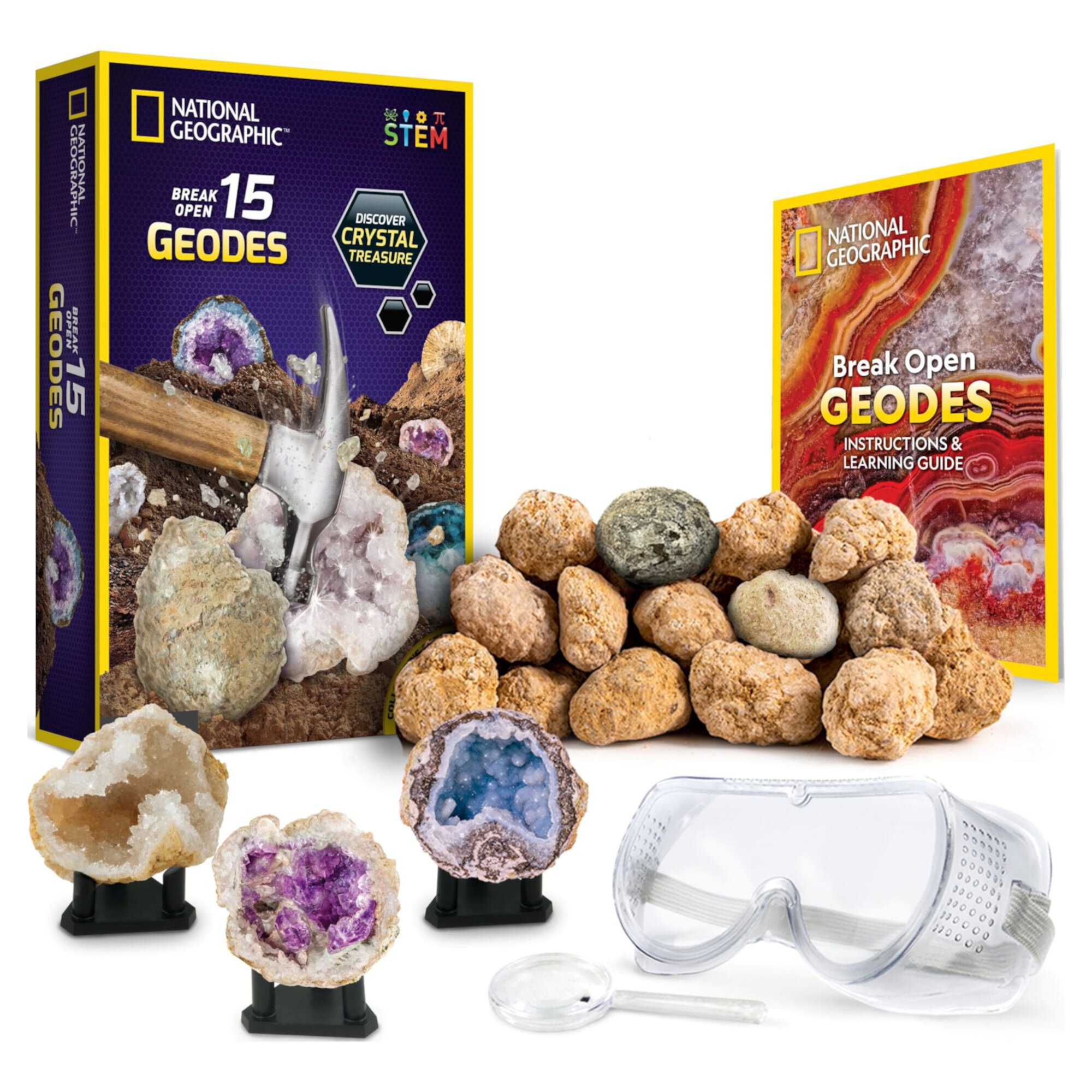 National Geographic 15 Premium Geodes STEM Geology Science Kit for Kids and Adults National Geographic