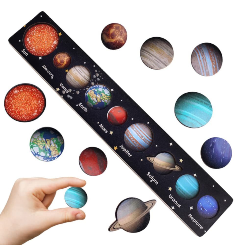 Solar System for Kids 6-12 Birthday Gifts Toys for 3-4-5-6 Year-Old Boys Girls Planet Toys Montessori Wooden Puzzle Toys for 4 5 6 Year Old Boys Girls Learning Educational Space Toys for Toddler Pearoft