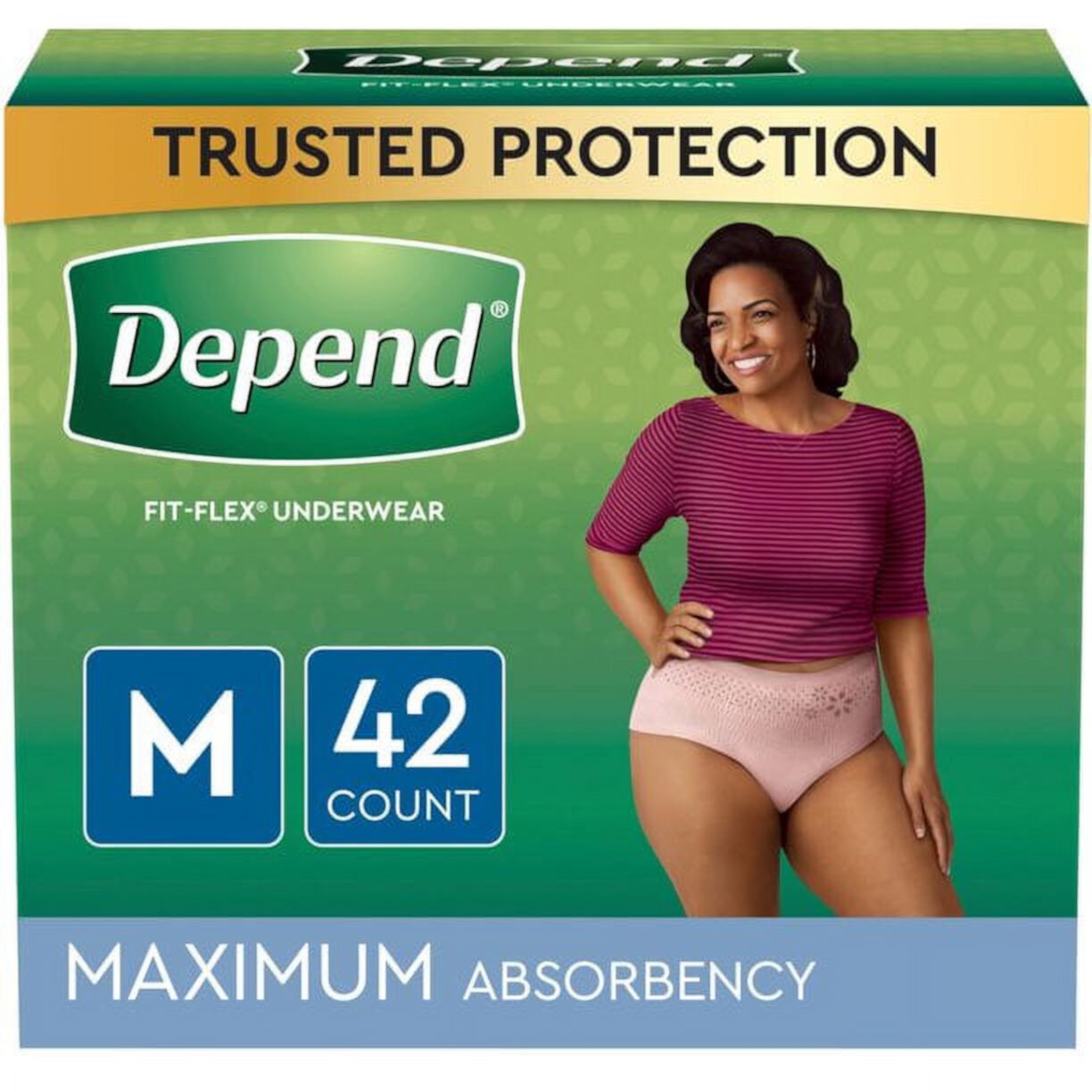 Depend Fit-Flex Incontinence Underwear for Women, Maximum Absorbency, Medium, Light Pink, 42 Count | 2 Pack - 84 count total Visit the Depend Store