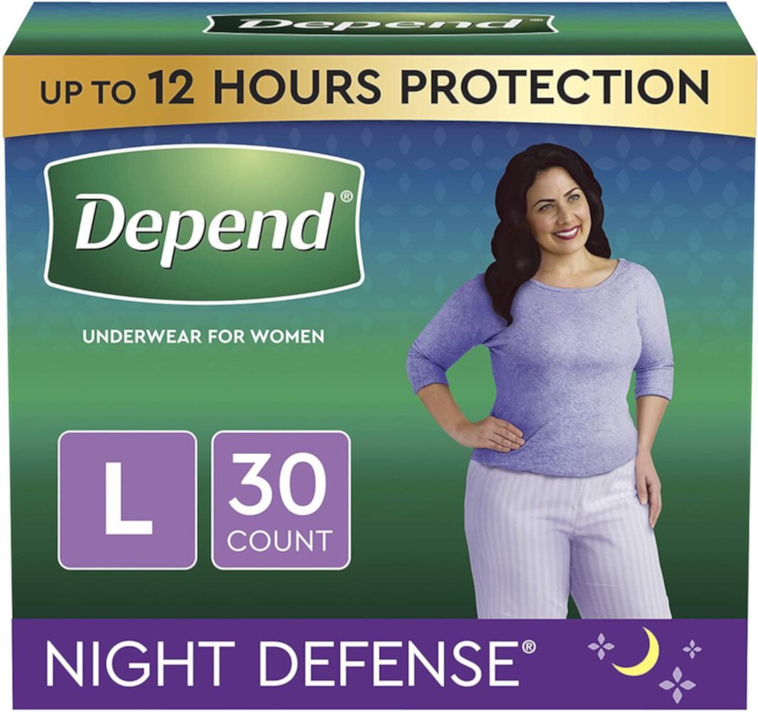 "Depend Night Defense Incontinence Overnight Underwear for Women, 30 bedtime pants, Large" Visit the Depend Store