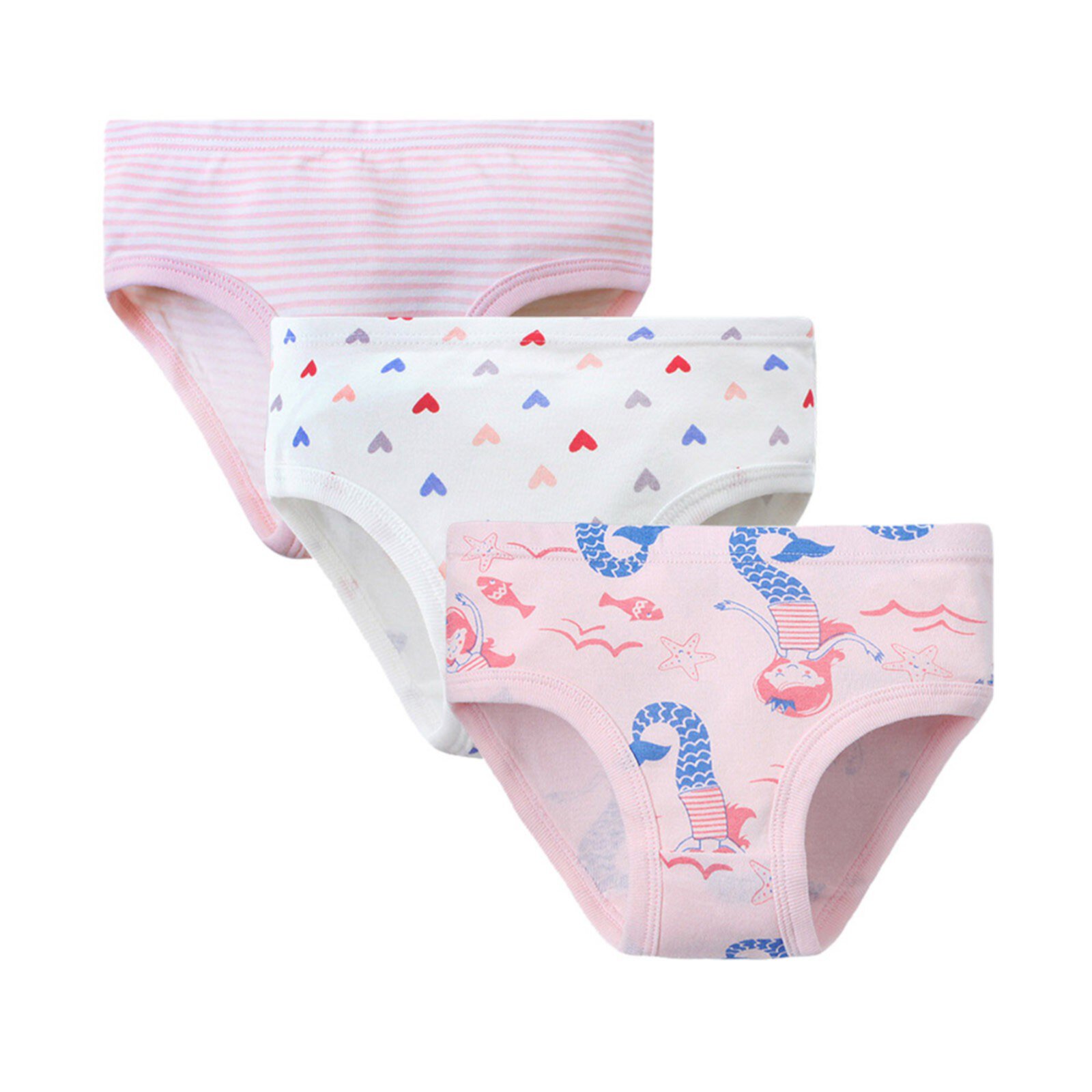 Durtebeua Children Underwear Girls Triangle Pure Cotton Cartoon Print Bottoms Baby Shorts 3PCS Durtebeua