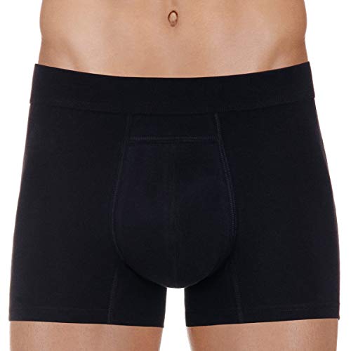 PROTECHDRY - Washable Urinary Incontinence Cotton Boxer Brief Underwear for Men with Front Absorbent Area (Medium (Pack of 1), Black) WHUIWHUI