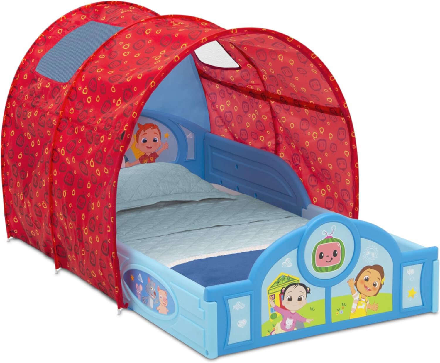 Delta Children CoComelon Sleep and Play Toddler Bed with Tent CoComelon