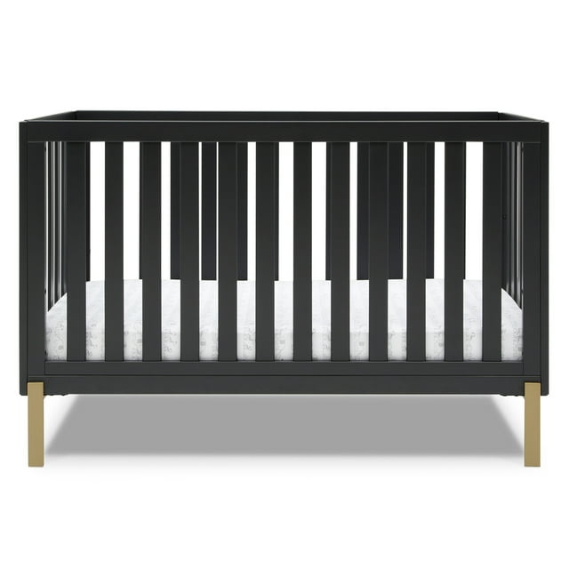 Delta Children Hendrix 4-in-1 Convertible Crib, Greenguard Gold Certified, Midnight Grey with Melted Bronze Delta Children