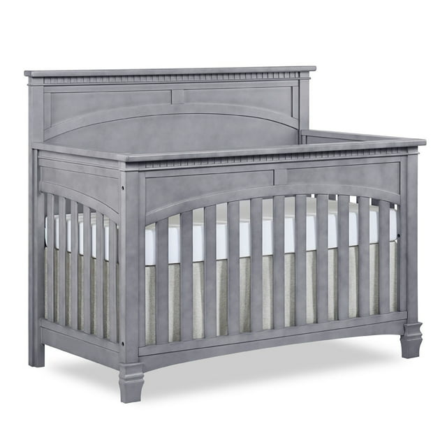 Evolur Santa Fe 5-in-1 Convertible Crib in Antique Mist, Greenguard Gold Certified, Features 3 Mattress Heights, Wooden Nursery and Bedroom Furniture, Baby Crib Evolur