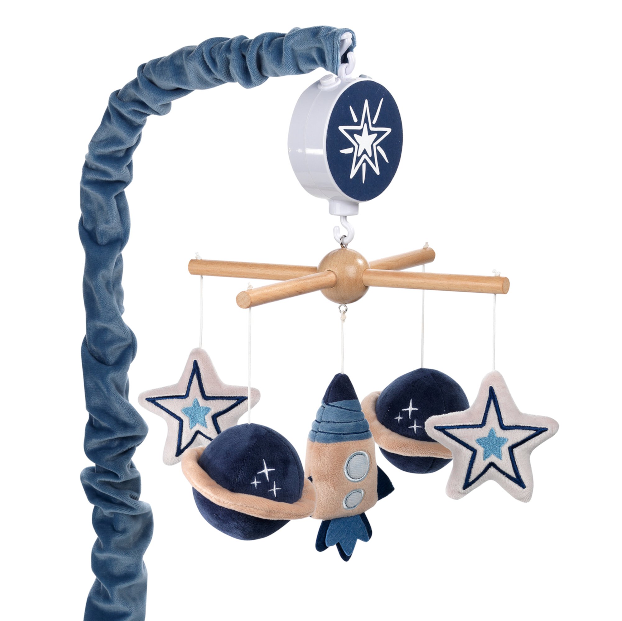 Lambs & Ivy Sky Rocket Planets/Stars Musical Baby Crib Mobile Soother Toy- Blue Lambs & Ivy