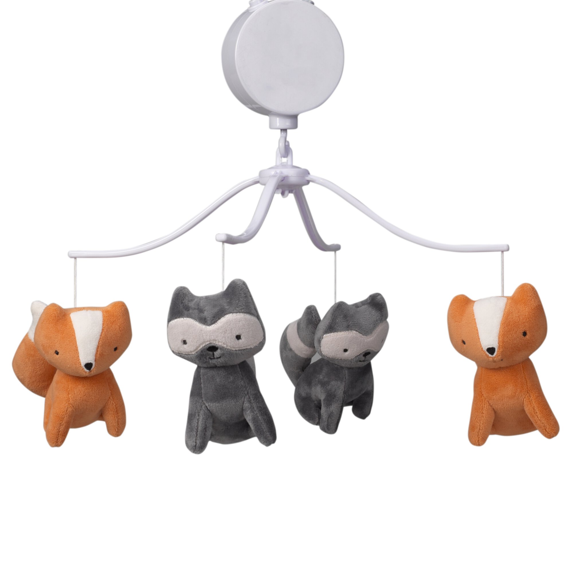 Bedtime Originals Acorn Gray/Orange Fox and Raccoon Musical Baby Crib Mobile Bedtime Originals