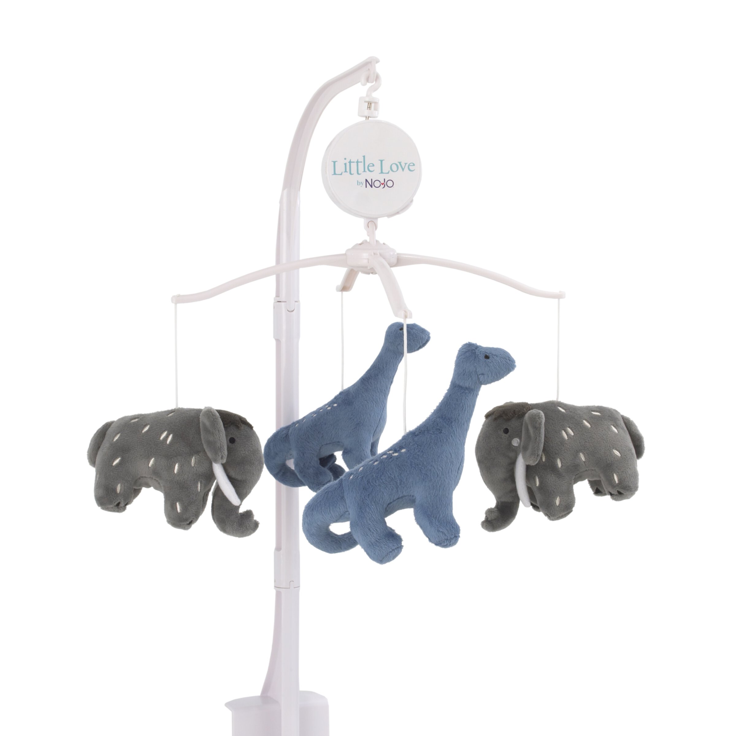 Little Love by NoJo Modern Roaming - Woolly Mammoth and Dinosaurs Blue and Grey Musical Mobile Little Love by NoJo