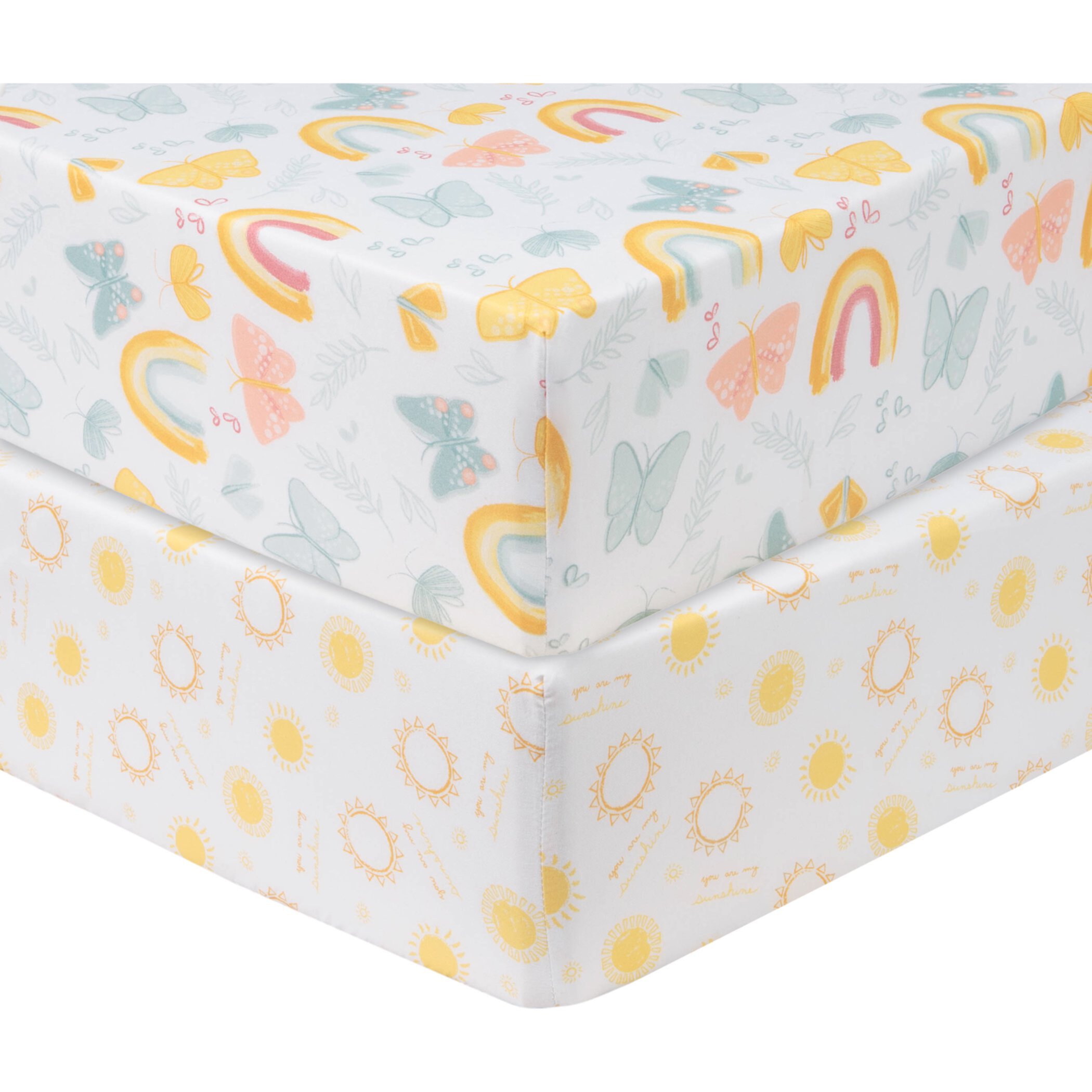 Sammy & Lou Infant Fitted Crib Sheets, Butterflies and Sunshine 2-Pack Sammy & Lou