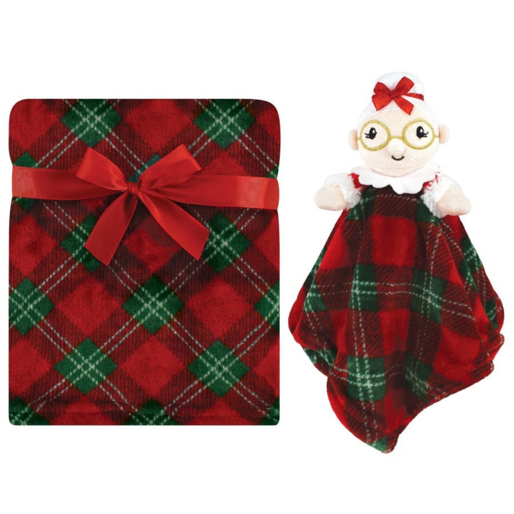 Hudson Baby Infant Girls Plush Blanket with Security Blanket, Mrs. Claus, One Size Hudson Baby