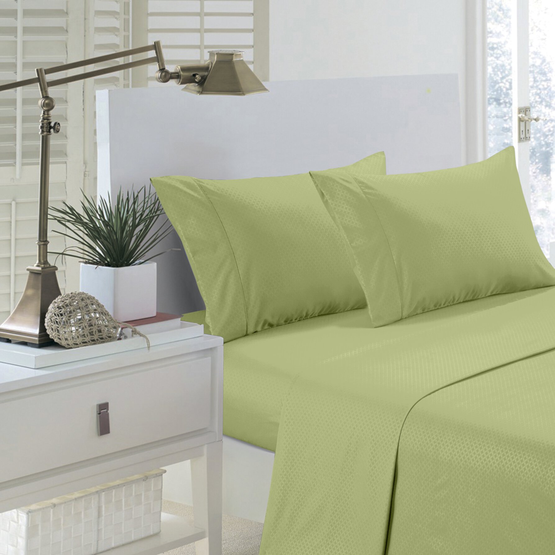 Pentagon Collection 1800 Series Wrinkle Resistant Embossed Sheet Set (Twin, Sage Green) Home Sweet Home Dreams