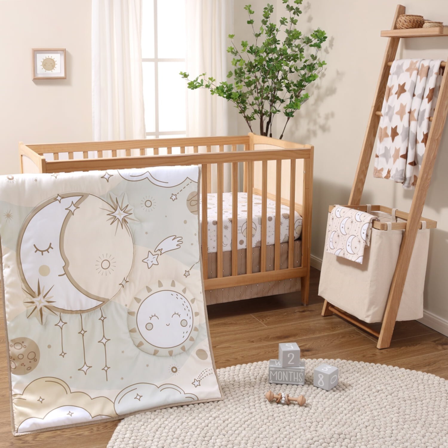 The Peanutshell Crib Bedding Set for Baby Girls, Starry Skies, 5 Pieces The Peanutshell