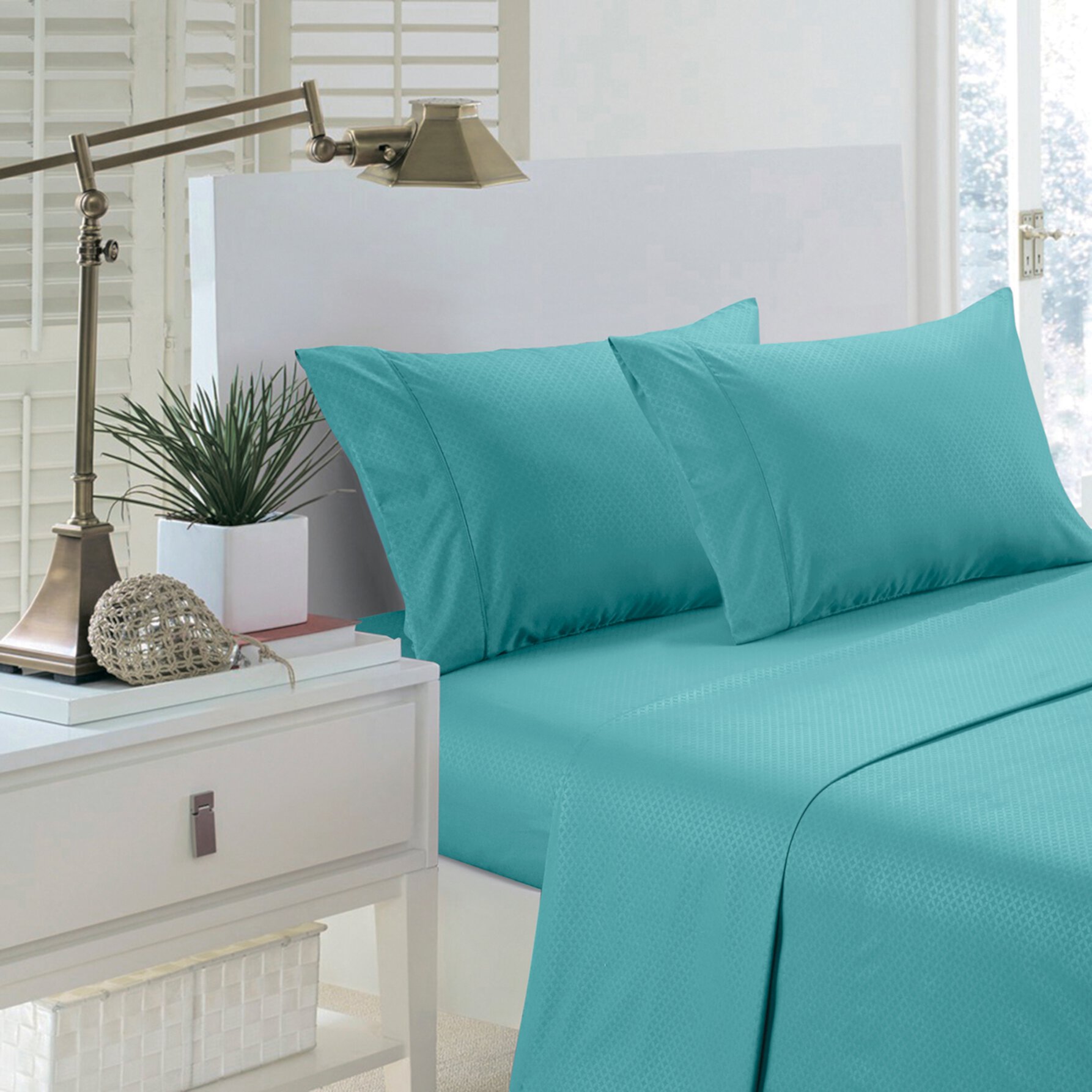 Pentagon Collection 1800 Series Wrinkle Resistant Embossed Sheet Set (King, Aqua) Home Sweet Home Dreams