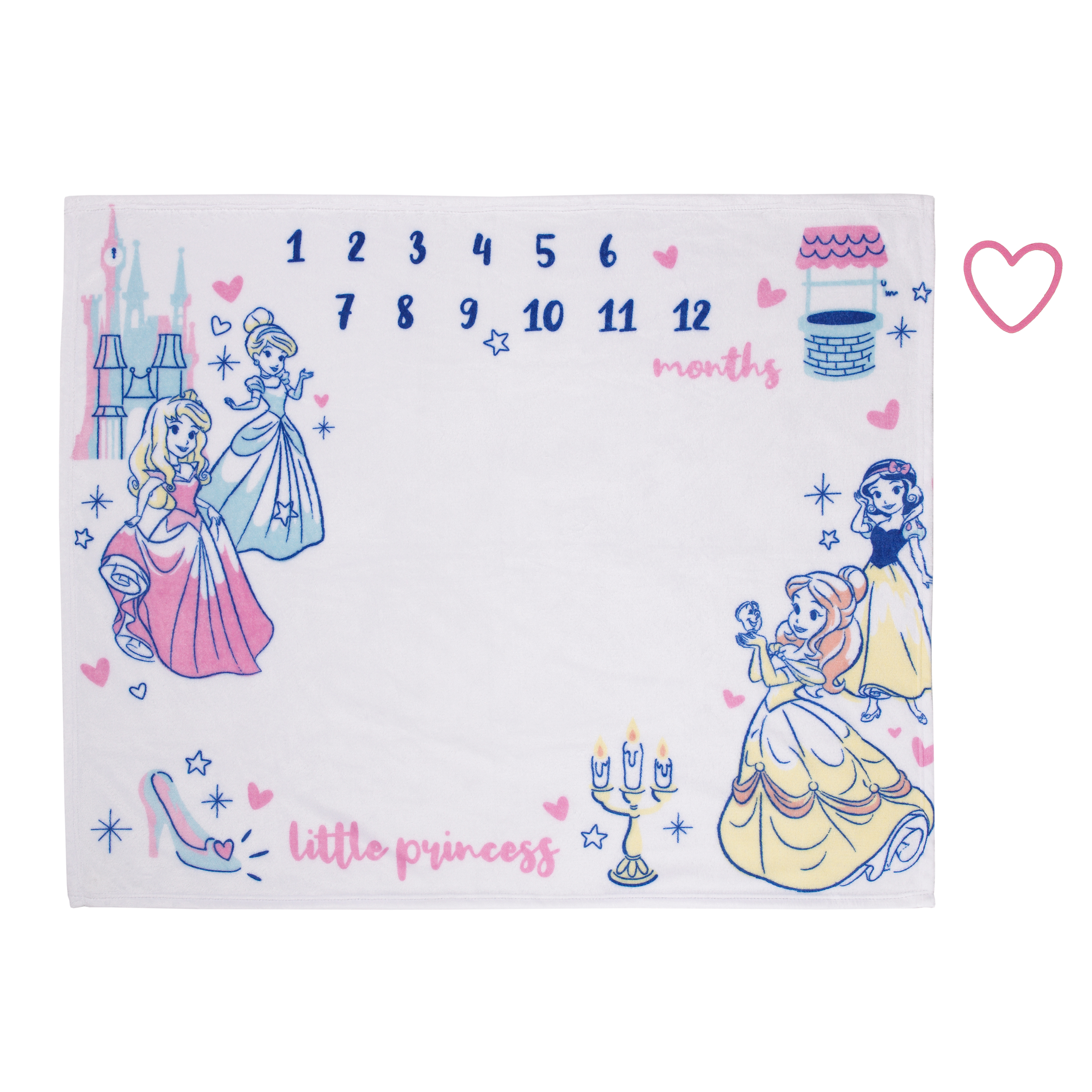 Disney Princess Pink and Blue Super Soft Milestone Baby Blanket and Felt Marker, Infant Girl DISNEY BABY