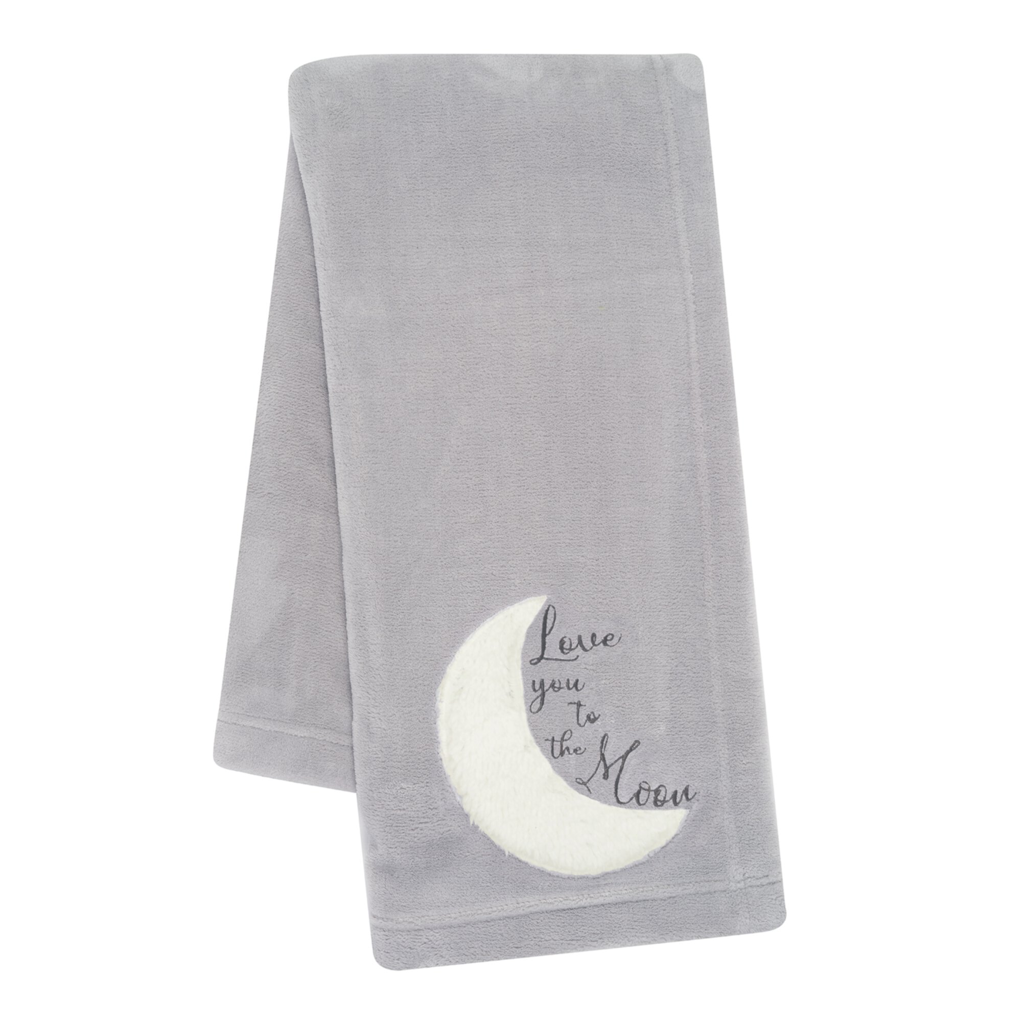 Lambs & Ivy Goodnight Moon Gray Appliqued and Embroidered Fleece Baby Blanket Lambs & Ivy