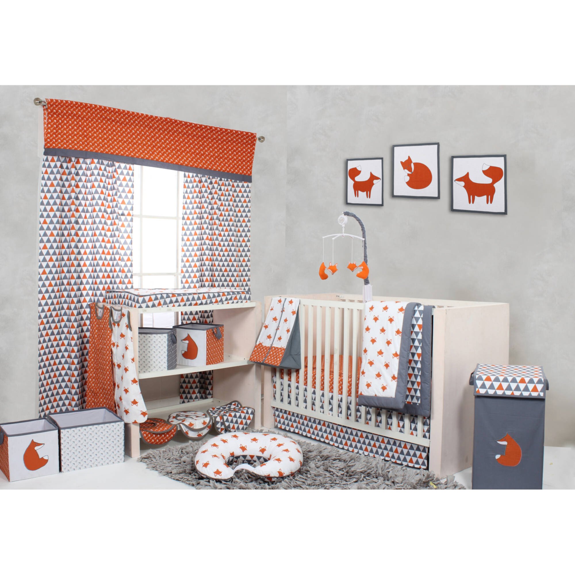 Bacati Contemporary 200 10 Piece, Crib with Comforter, Sheets, Crib Skirt, Mobile, Diaper Stacker, Wall Hangings, Window Valance Bacati