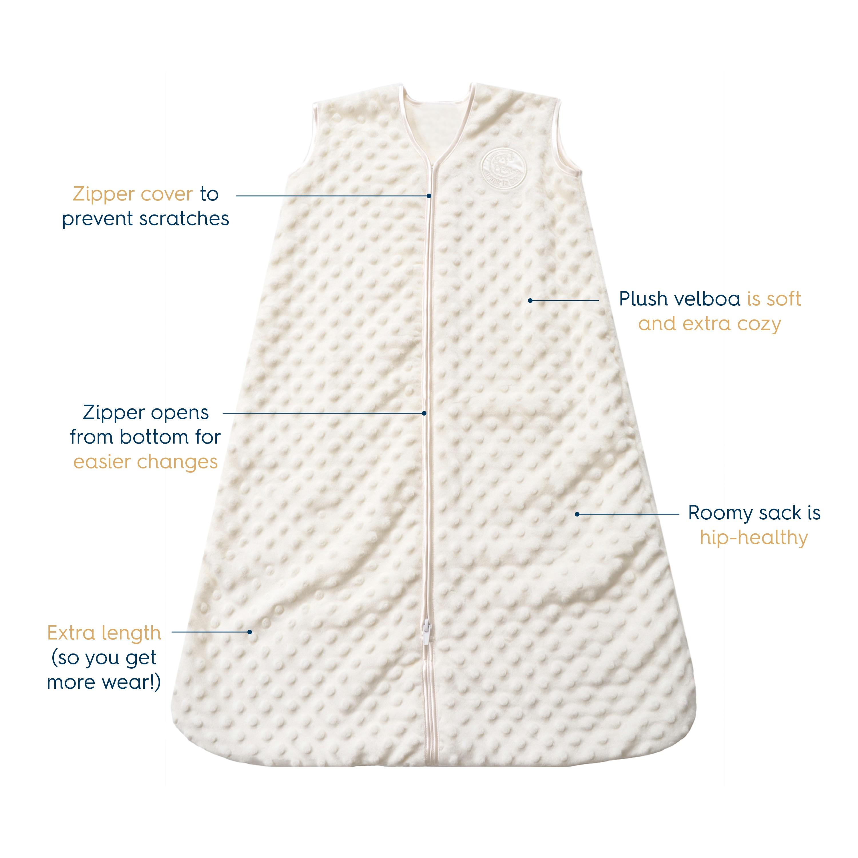 Halo® Sleepsack® Wearable Blanket, Plushy Dots Velboa, Cream, Unisex, Infant, Small, 0-6 Months Halo