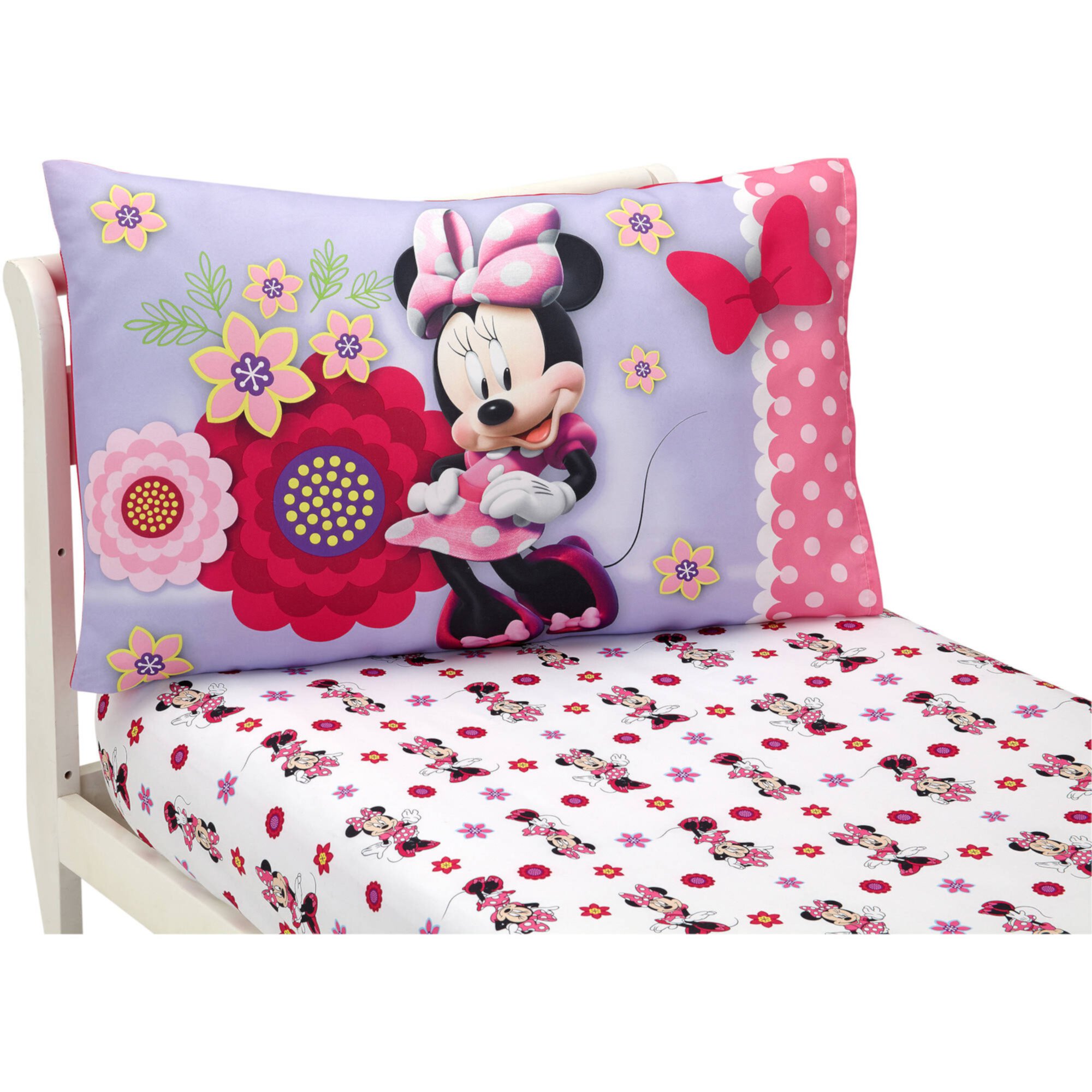 Disney 2-Piece Minnie Mouse Bow Power Toddler Sheet and Pillowcase Set, Polyester Disney