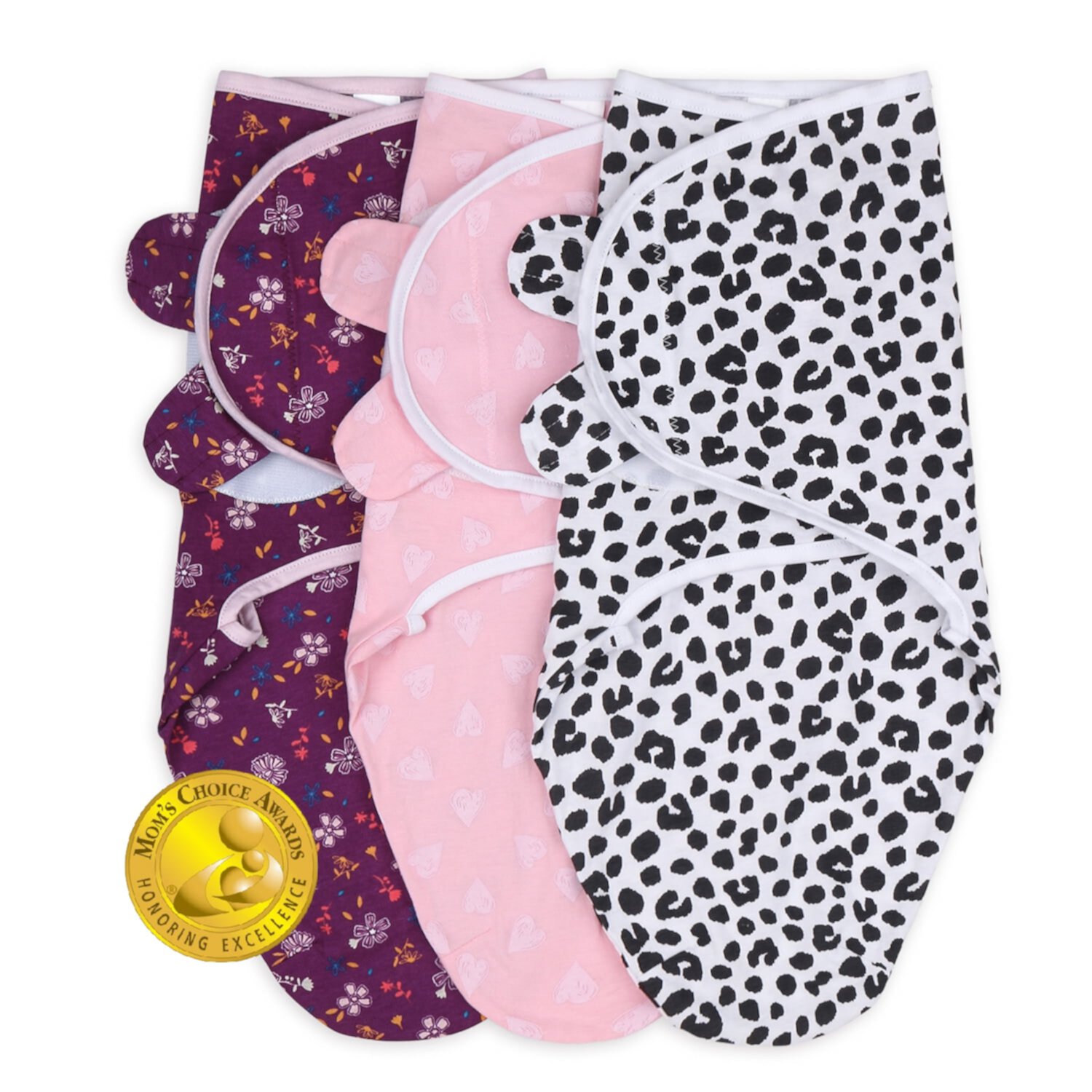 The Peanutshell Newborn Swaddles for Baby Girls, 3 Pack Set, Purple Ditsy The Peanutshell