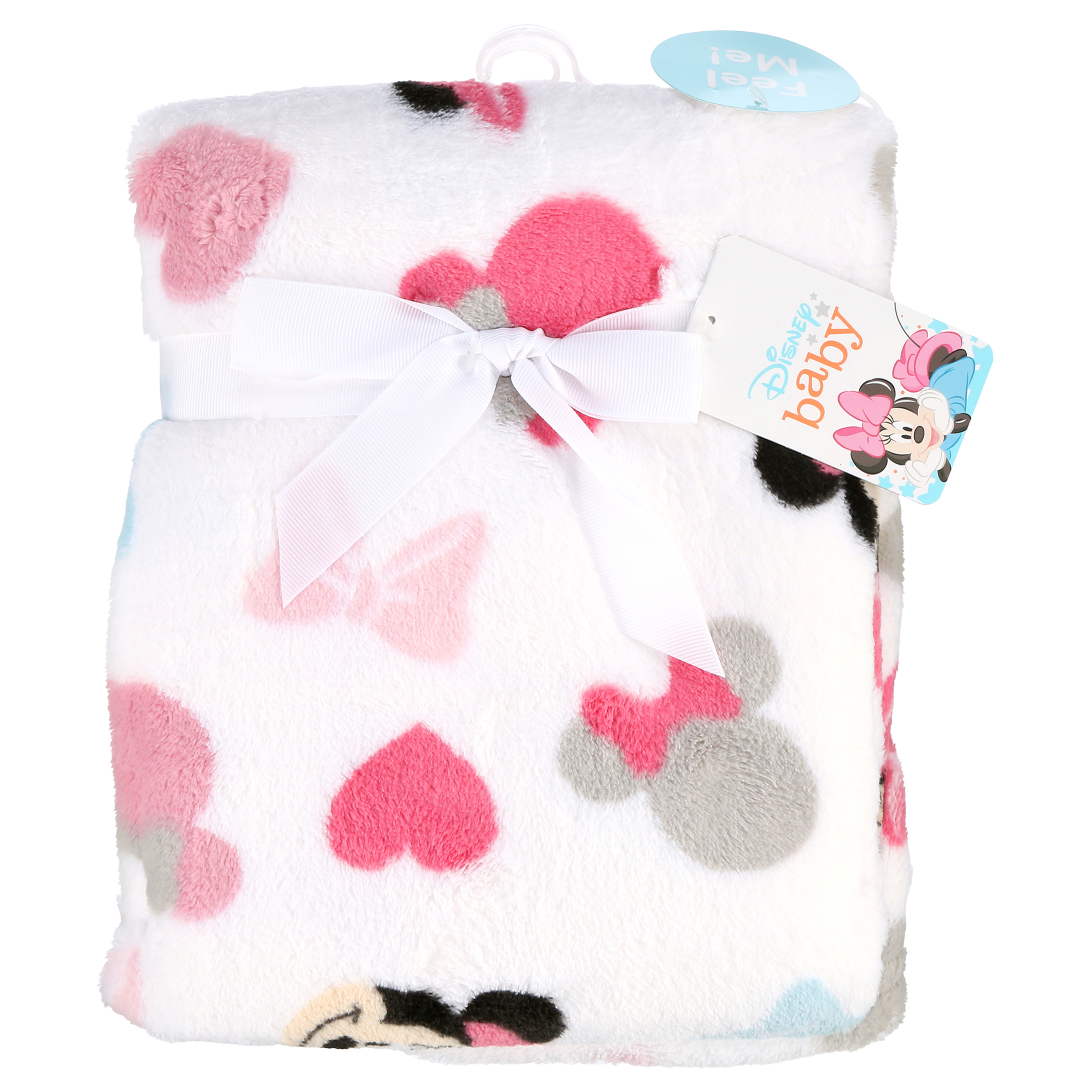 Disney Minnie Mouse Plush Pink, White, Aqua Baby Blanket Disney