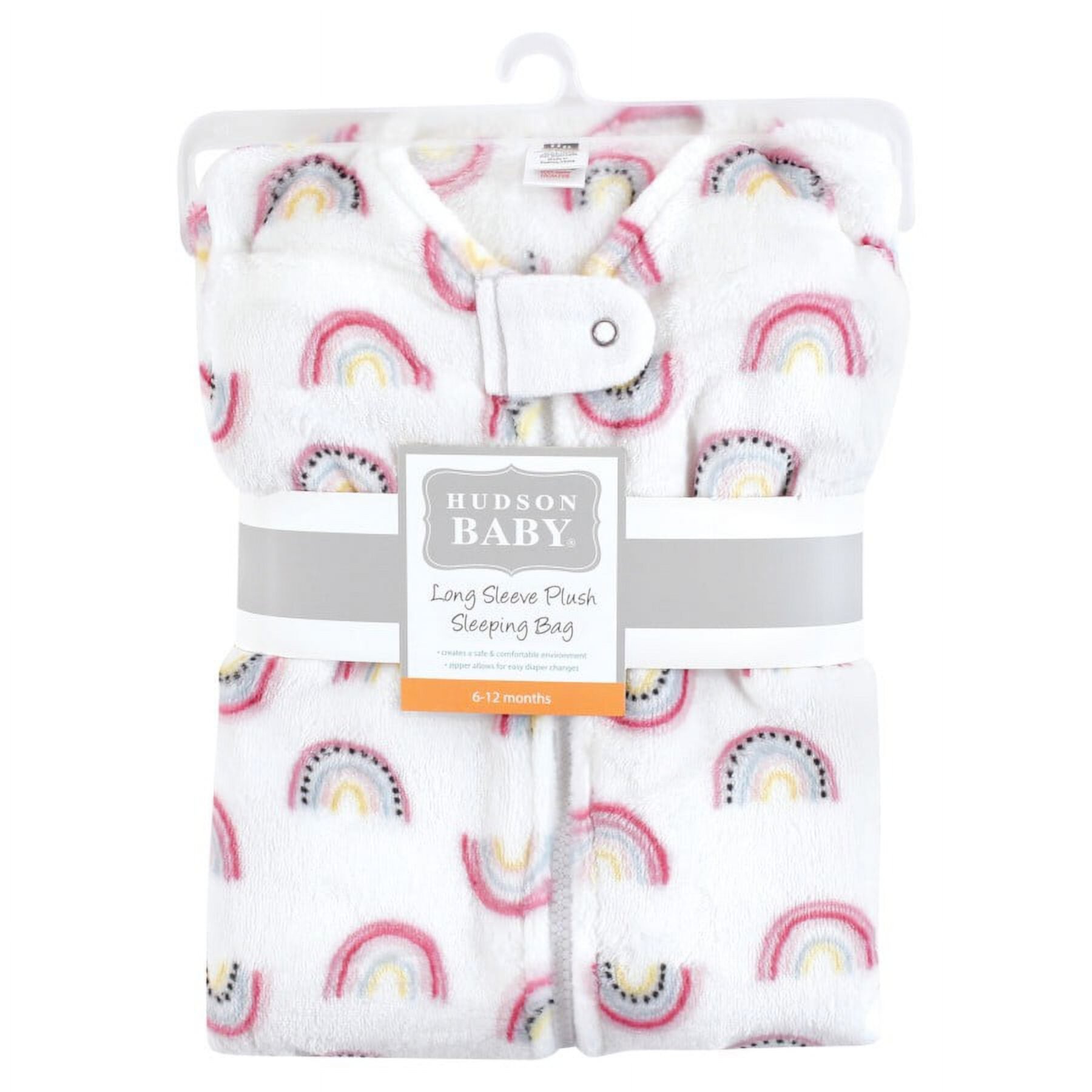 Hudson Baby Infant Girl Plush Sleeping Bag, Sack, Blanket, Long-Sleeve Modern Rainbow, 6-12 Months Hudson Baby