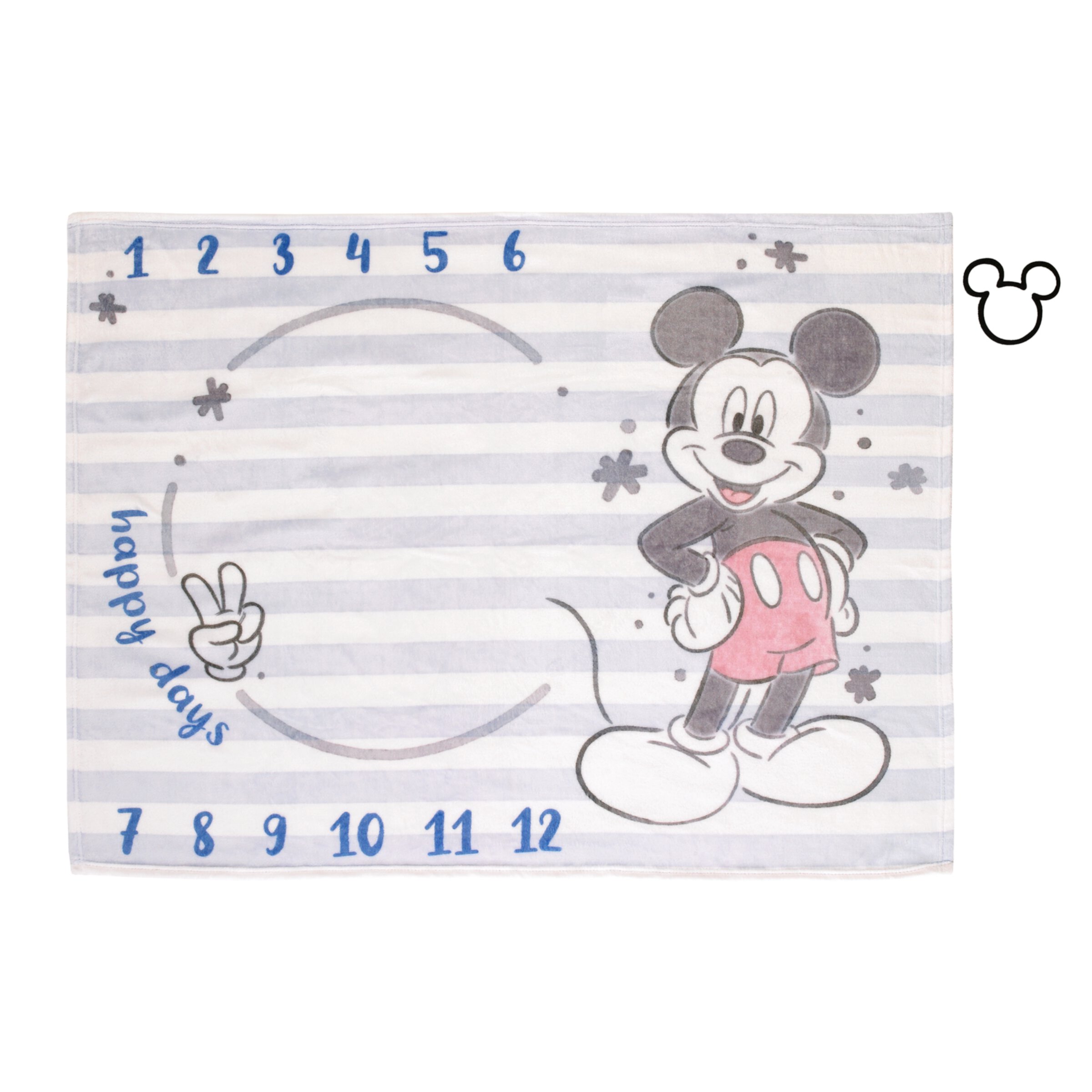 Disney Mickey Mouse Light Blue Super Soft Milestone Baby Blanket Disney