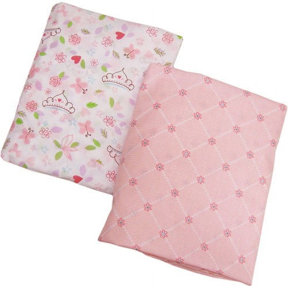 Disney 2-Pack Cotton-Poly Blend Crib Sheets, Princess Happily Ever After, Infant Girl, Pink Disney