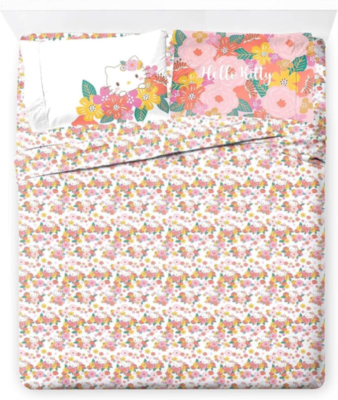 Sanrio Hello Kitty Floral Grace 4 Piece King Size Sheet Set Sanrio