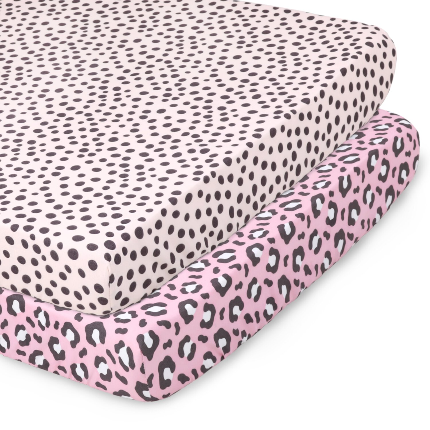 The Peanutshell Pack n Play, Mini Crib, Portable Crib or Fitted Playard Sheets for Baby Girls, 2 Pack Set, Cheetah Animal Print The Peanutshell