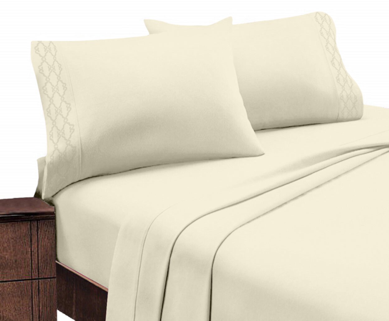 Hotel Luxurious, 1800 Series Super Soft Embroidery 3 PC Sheet Set (Twin Ivory) Home Sweet Home Dreams