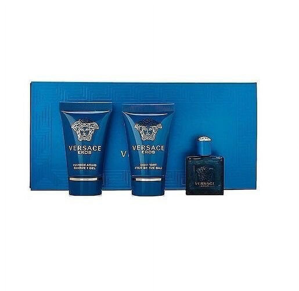 VERSACE EROS 5 ml EDT Mens Splash mini Cologne + 25 ml after shave & gel SET Versace