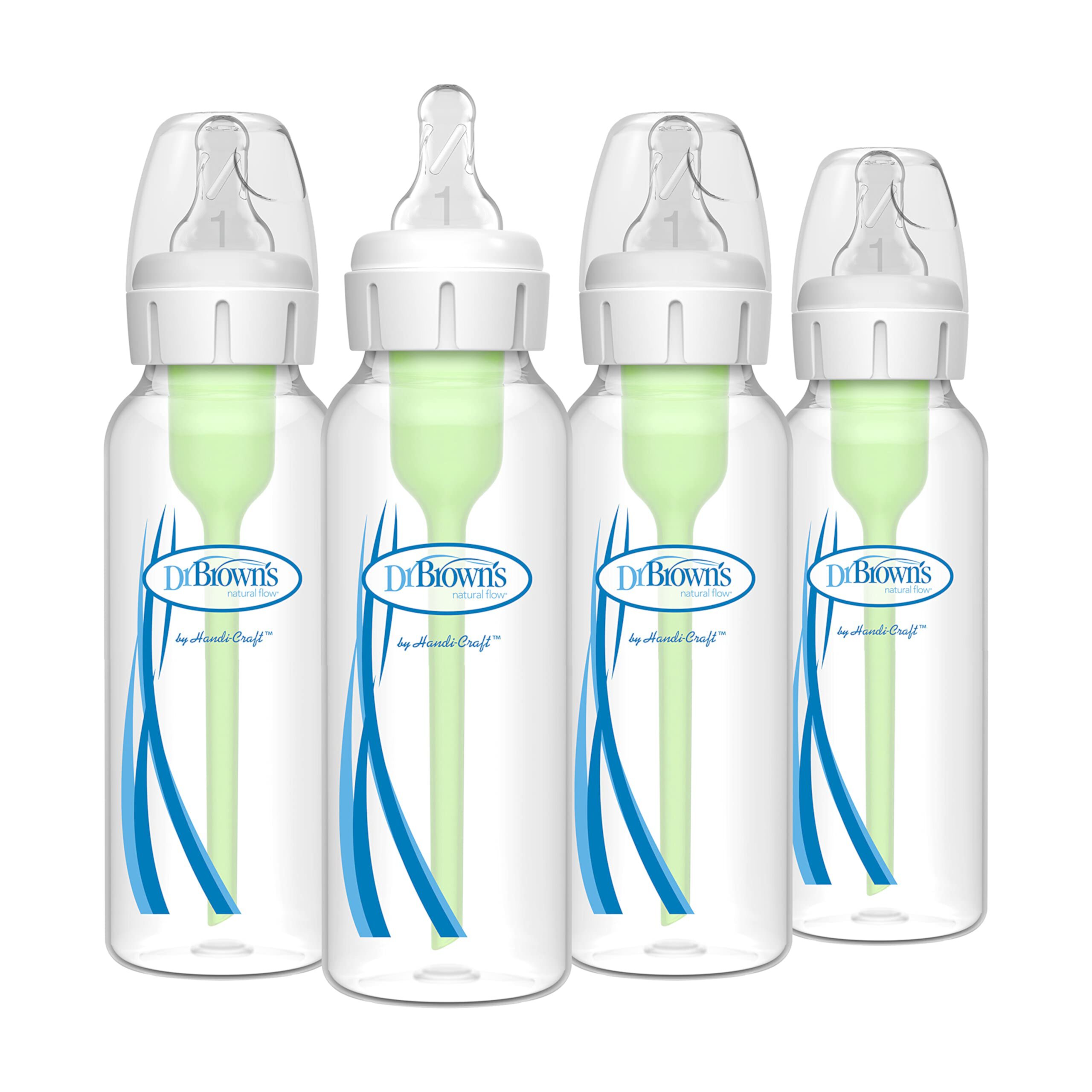 Dr. Brown's Natural Flow Anti-Colic Options+ Narrow Baby Bottle, 8 oz/250 mL, with Level 1 Slow Flow Nipple, 0m+, 4 count C27 Visit the Dr. Brown's Store