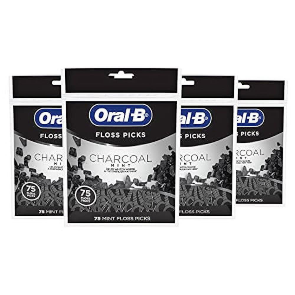 Oral B Charcoal Infused Mint Dental Floss Picks, 75 Count, Pack Of 4 Visit the Oral-B Store