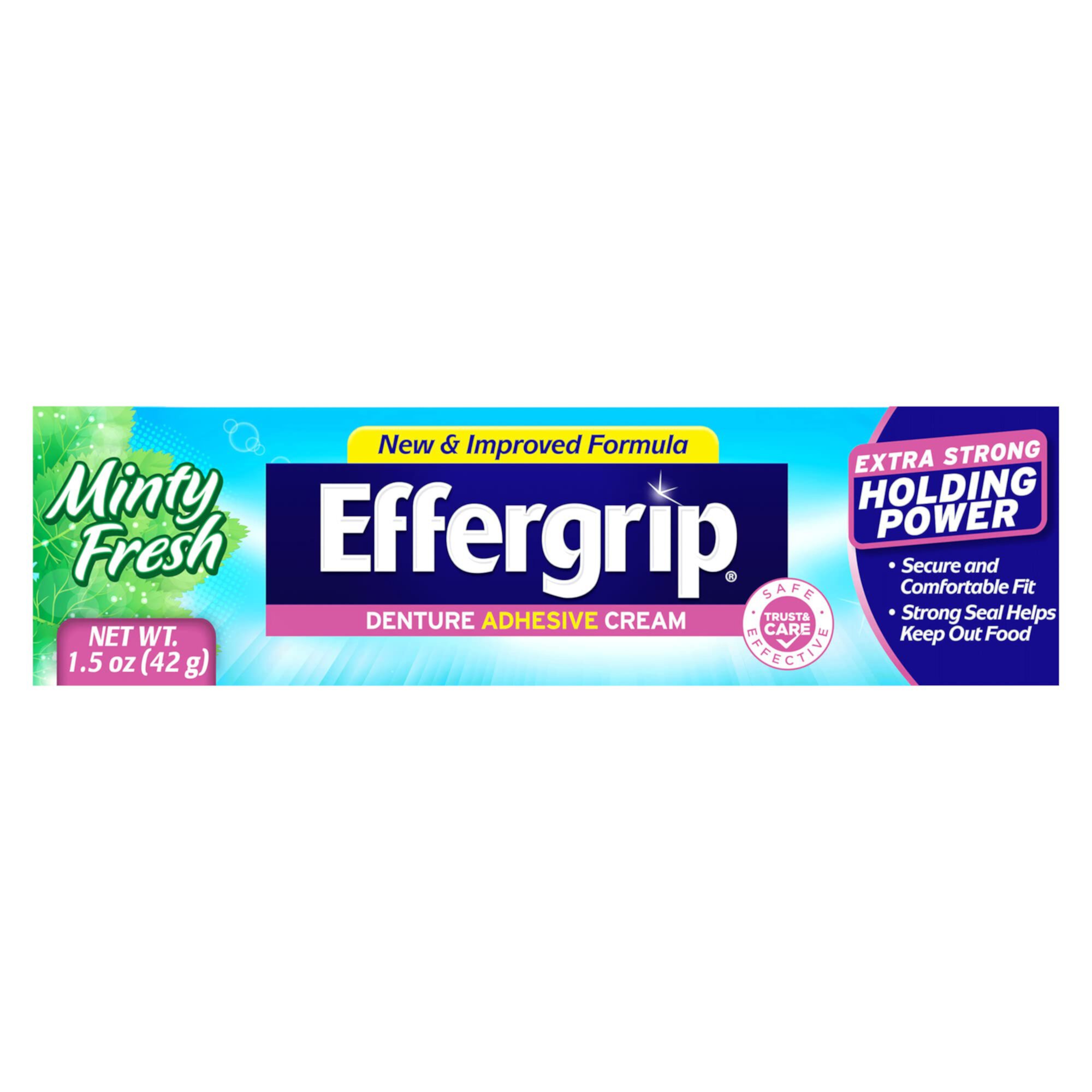 Effergrip Denture Adhesive Cream, Extra Strong Holding Power, 1.5 oz Effergrip