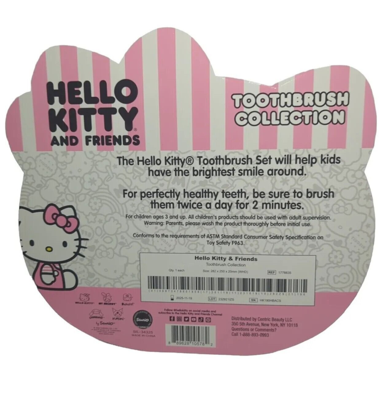 SANRIO Hello Kitty and Friends Toothbrush Collection Set of 5 Characters Include: - Hello Kitty - Cinnamoroll - Keroppi - Kuromi - My Melody Sanrio